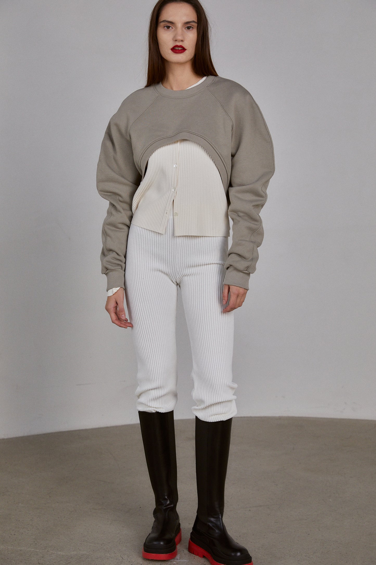 Boxy Cut Out Sweatshirt, Grey