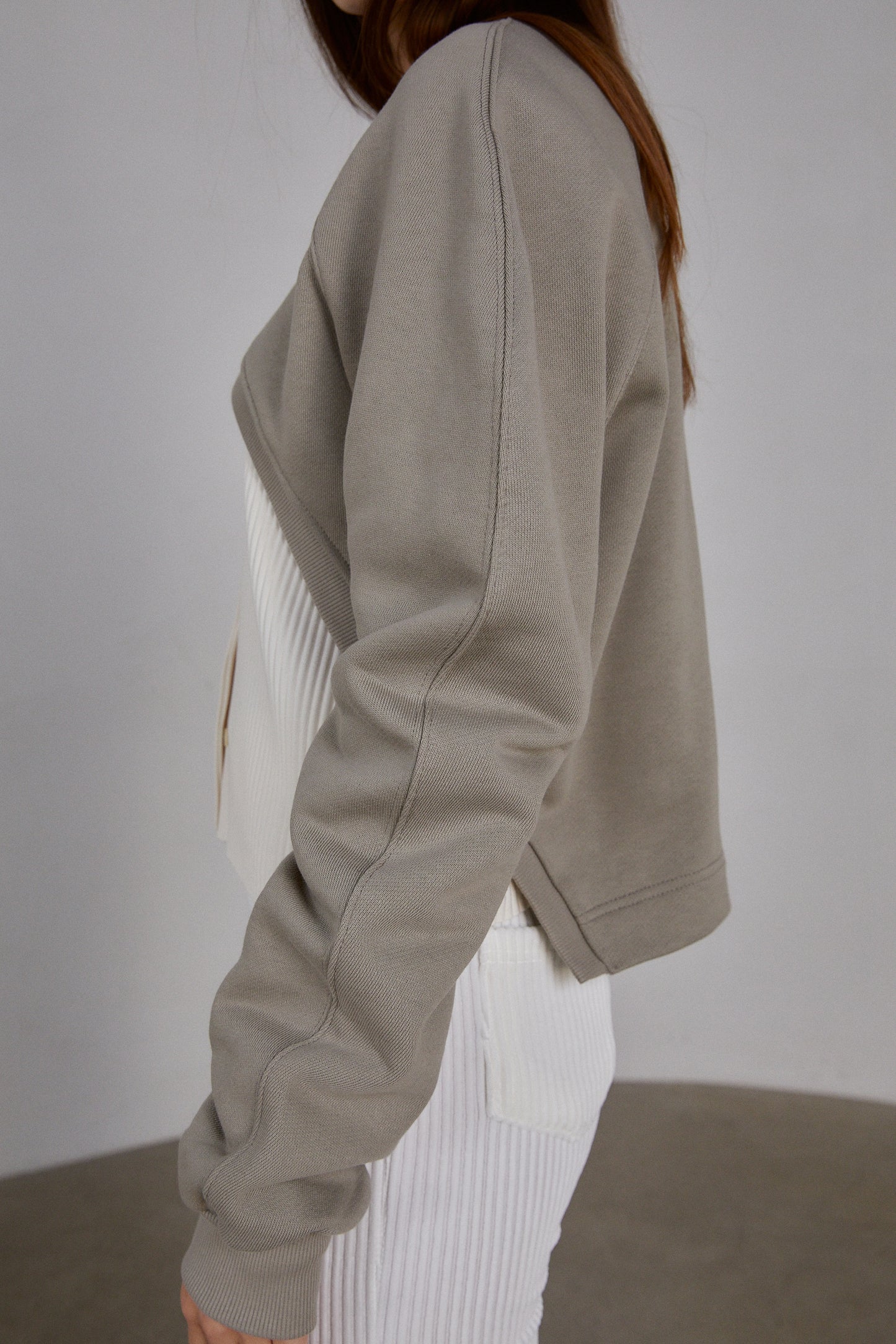 Boxy Cut Out Sweatshirt, Grey