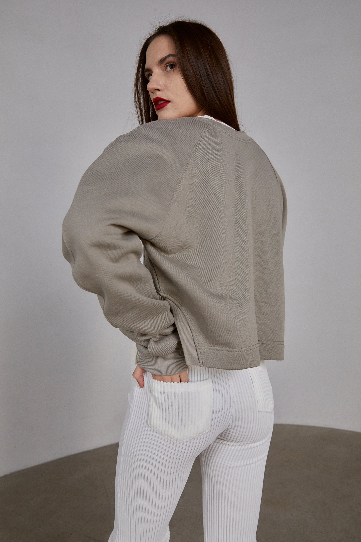 Boxy Cut Out Sweatshirt, Grey