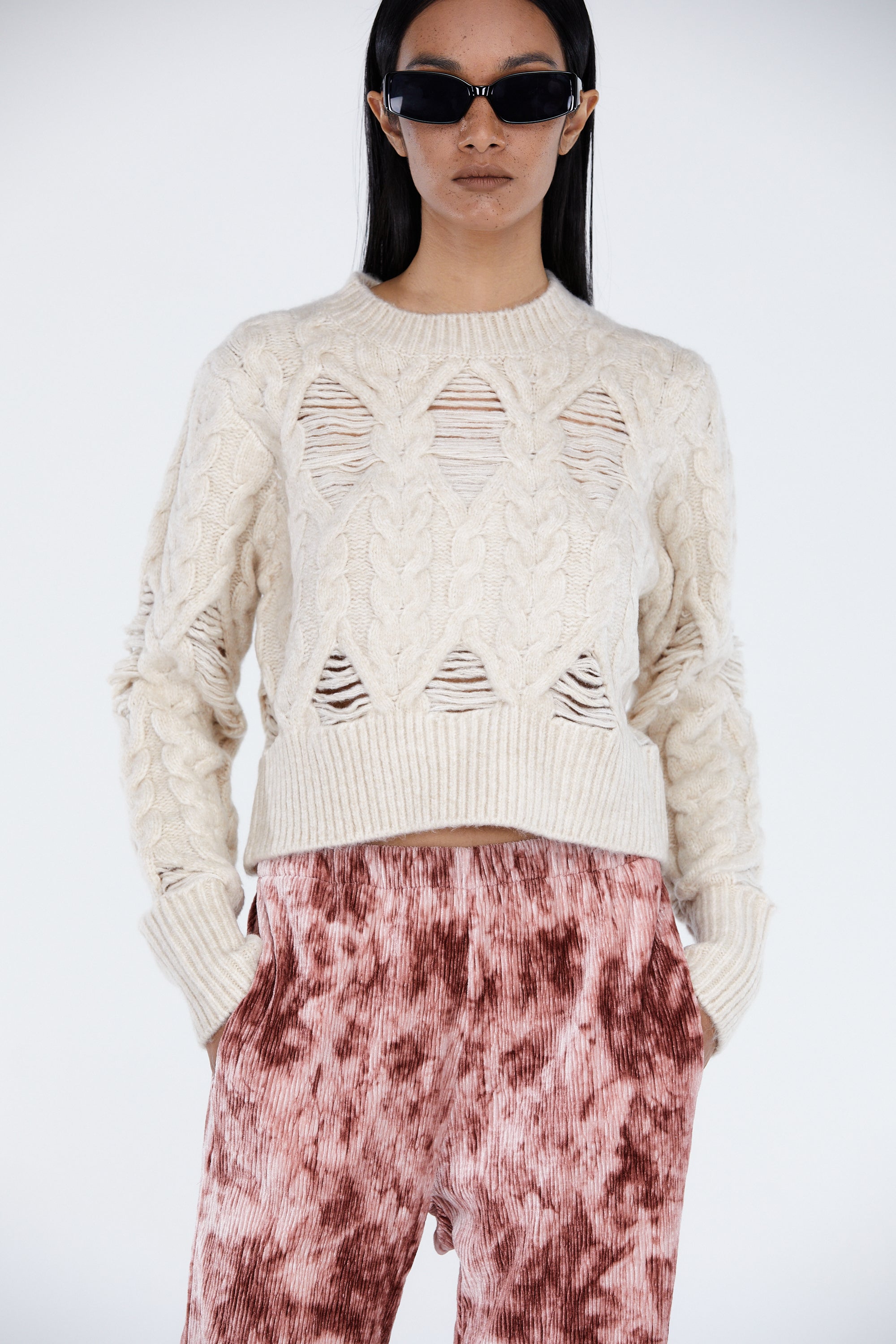 Bouclé Knit Sweater, Ivory – SourceUnknown