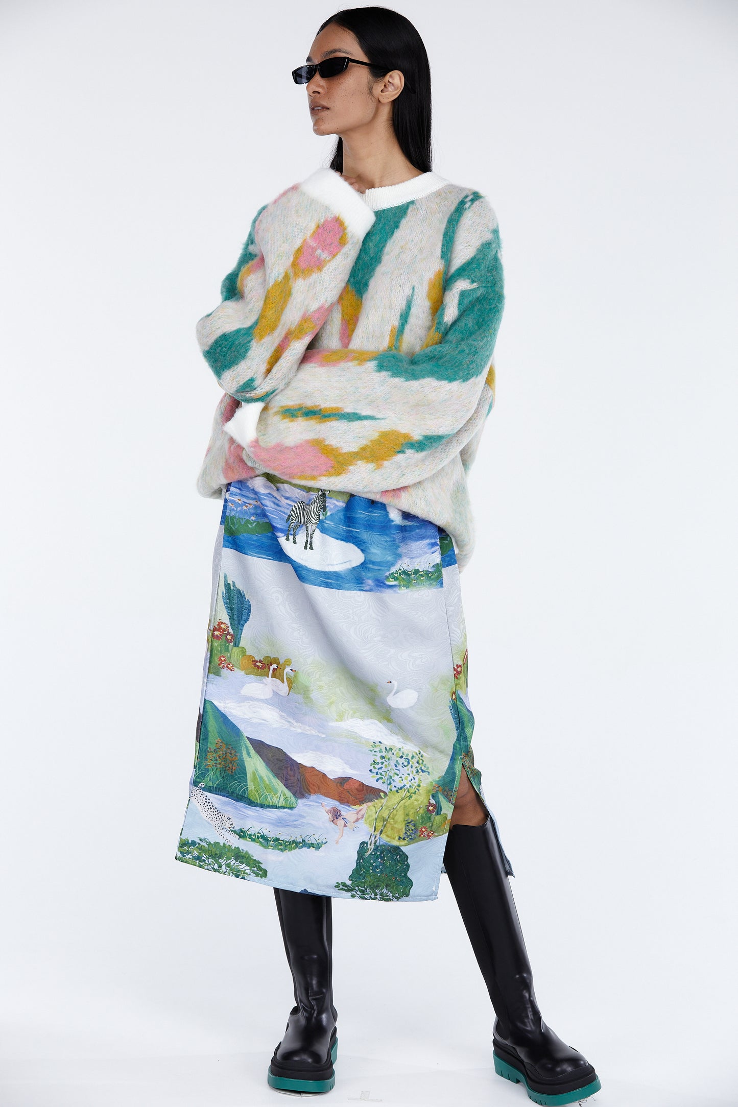 Nature Print Skirt, Light Blue