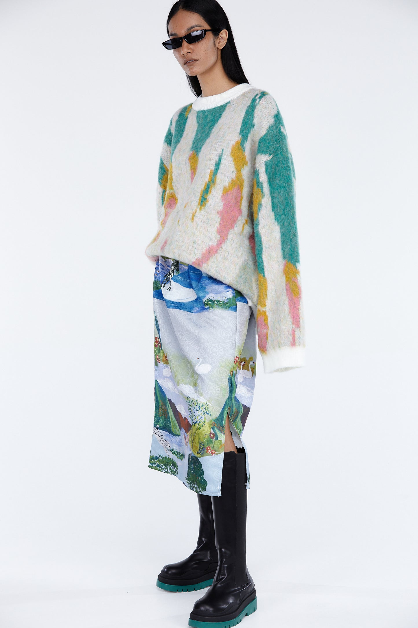 Nature Print Skirt, Light Blue