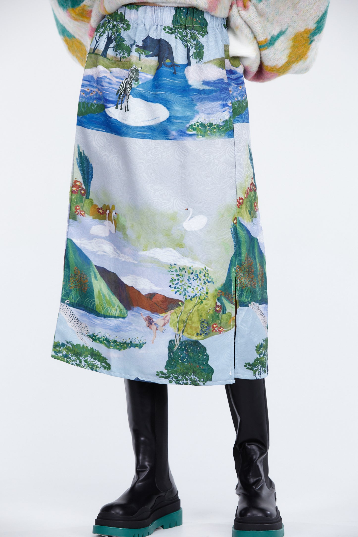 Nature Print Skirt, Light Blue