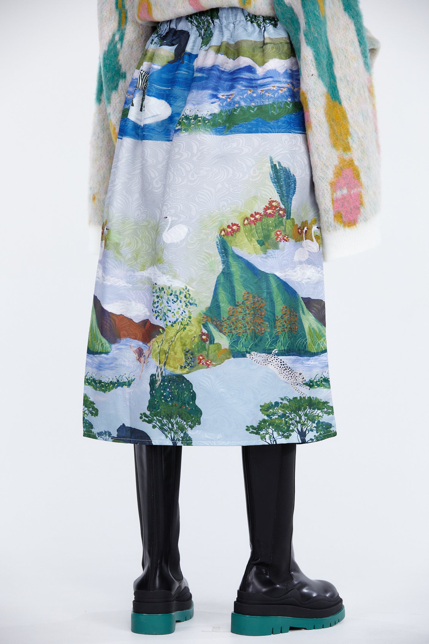 Nature Print Skirt, Light Blue