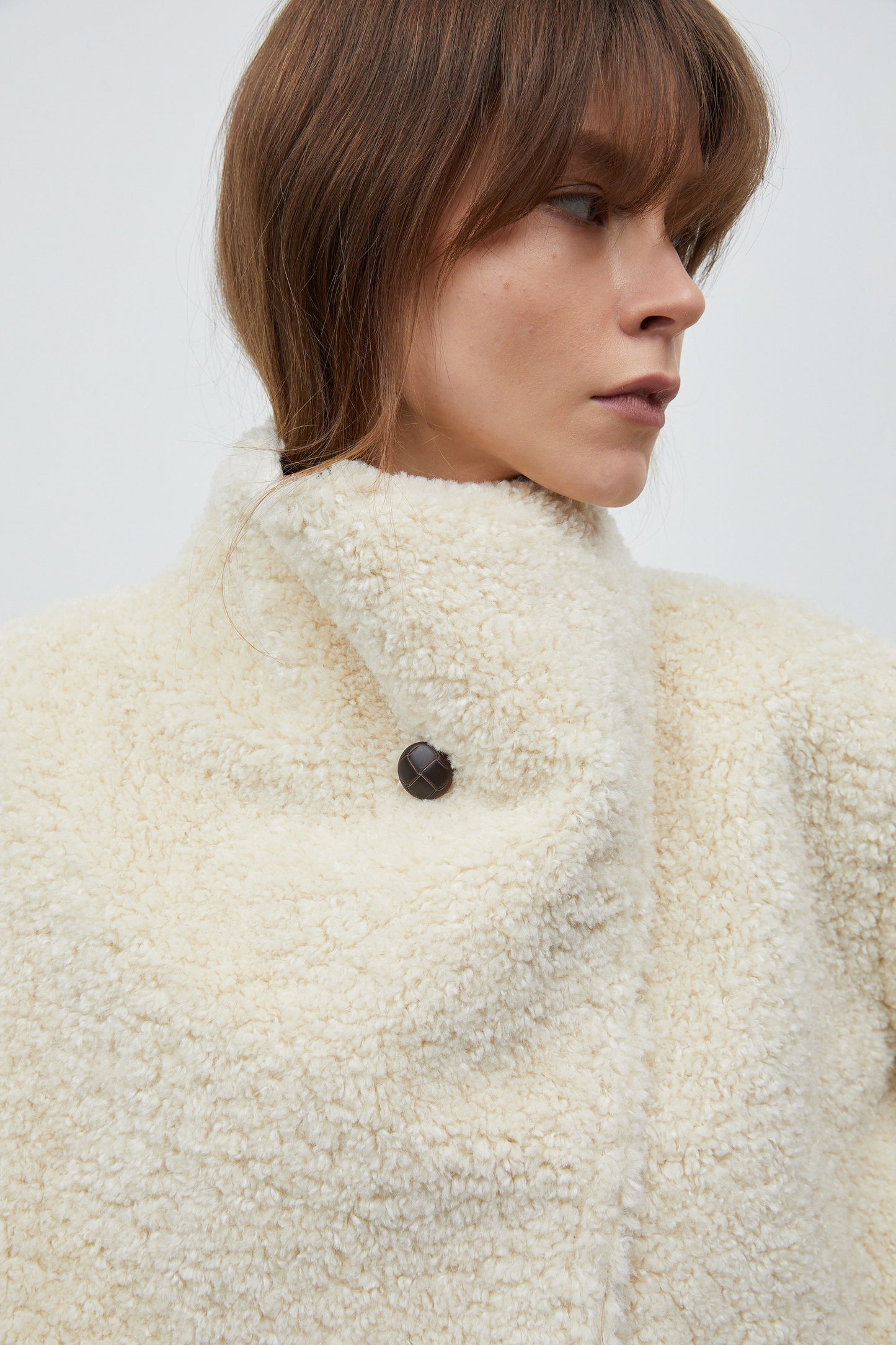 Reversible Shearling Jacket, Cream & Beige