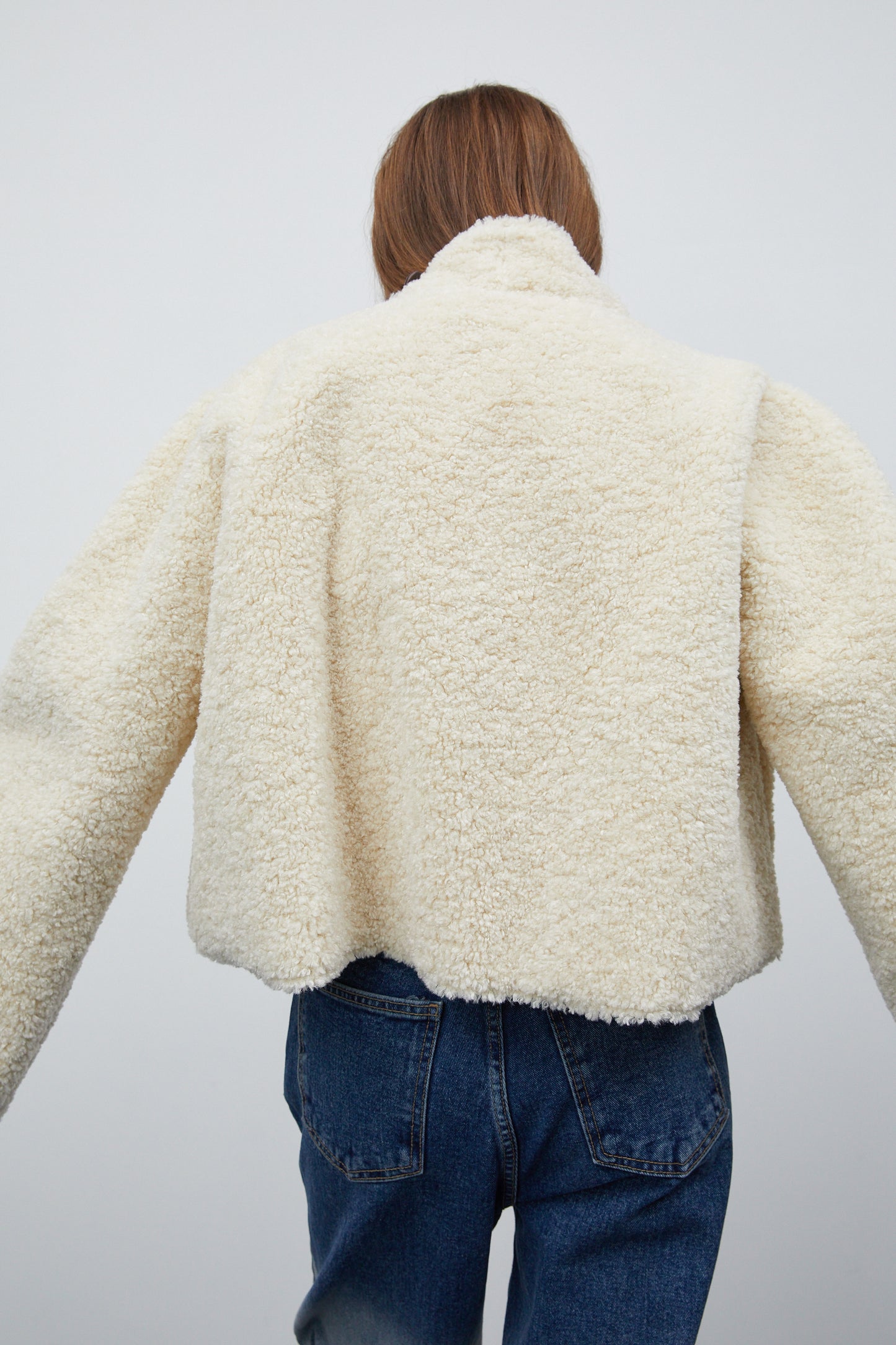 Reversible Shearling Jacket, Cream & Beige