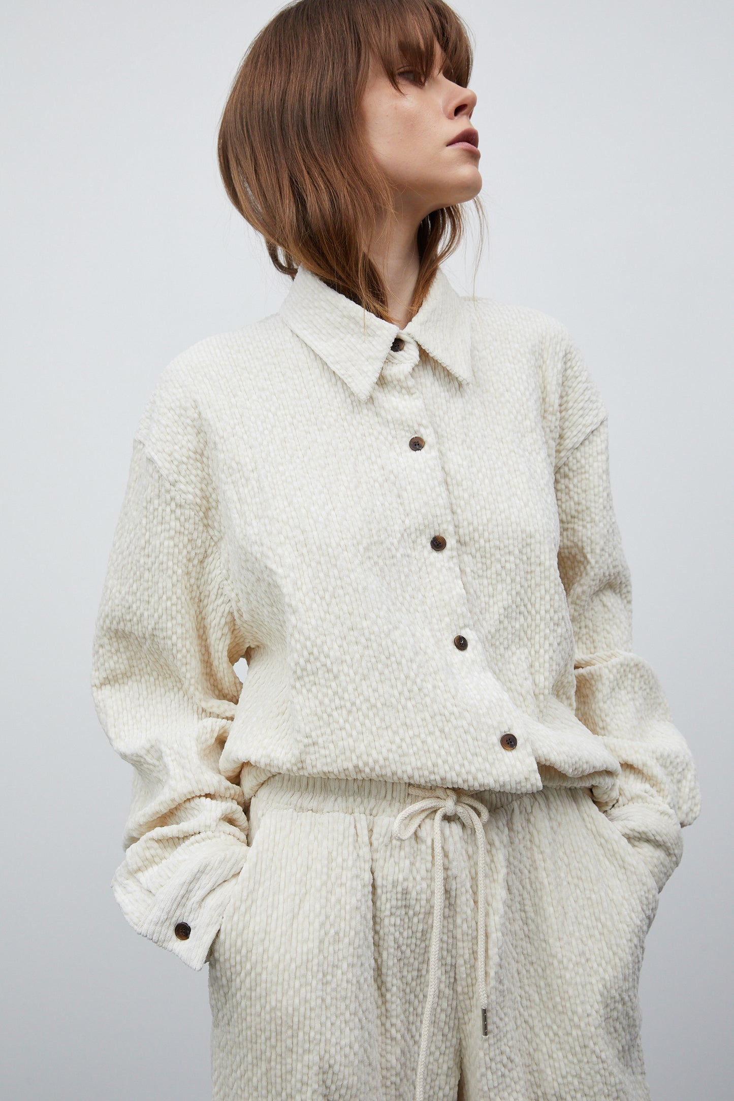 Wave Corduroy Shirt, Ivory