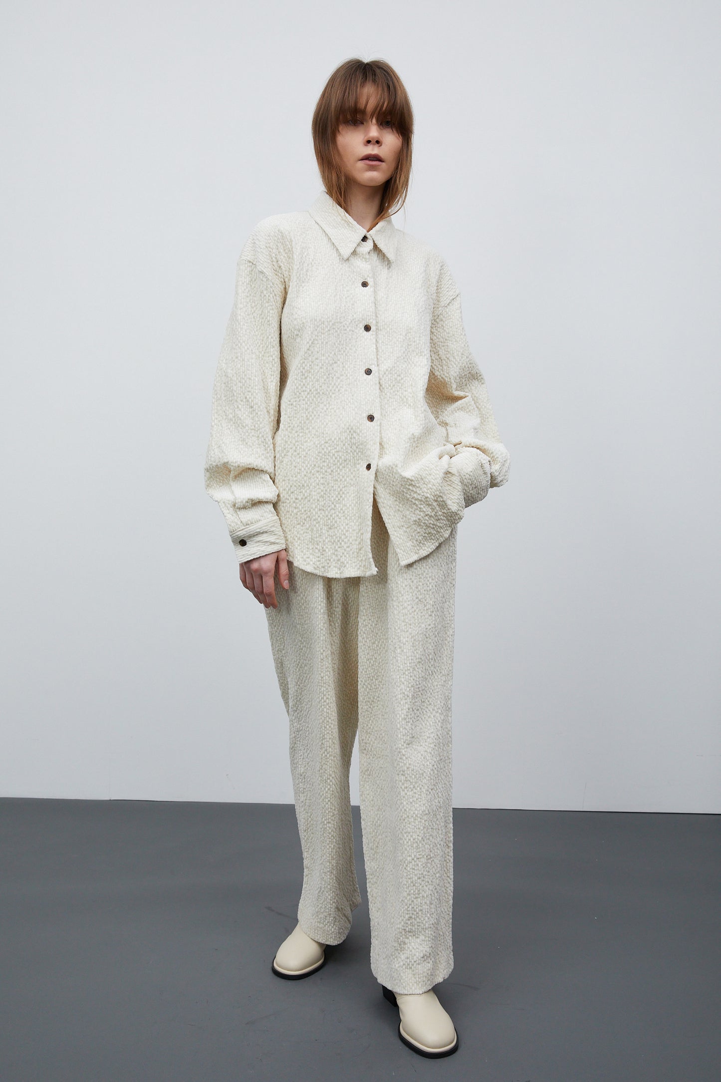 Wave Corduroy Shirt, Ivory