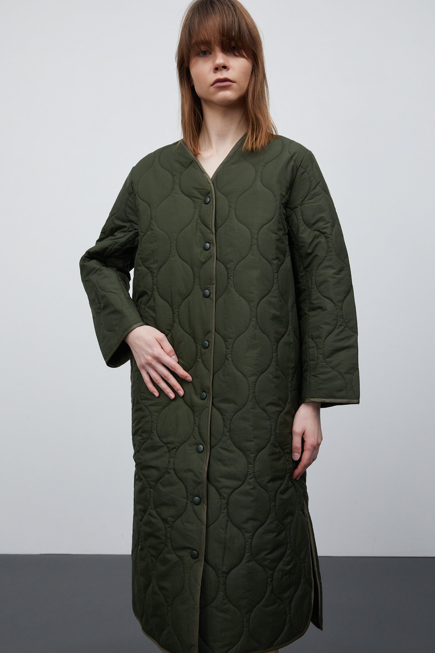 Quilted Coat And Shearing Vest Set, Khaki