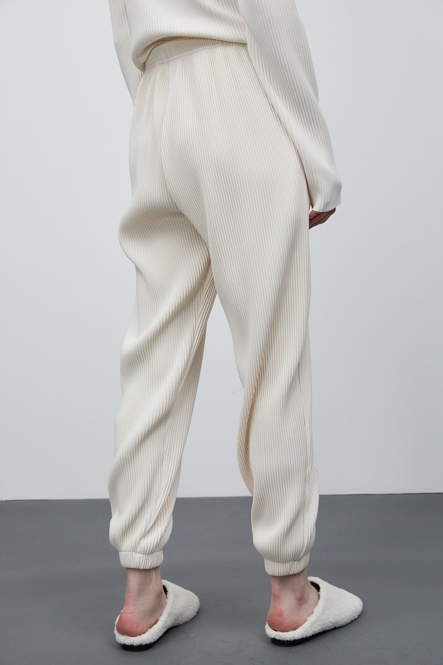 Pleated Tracksuit Joggers, Cream