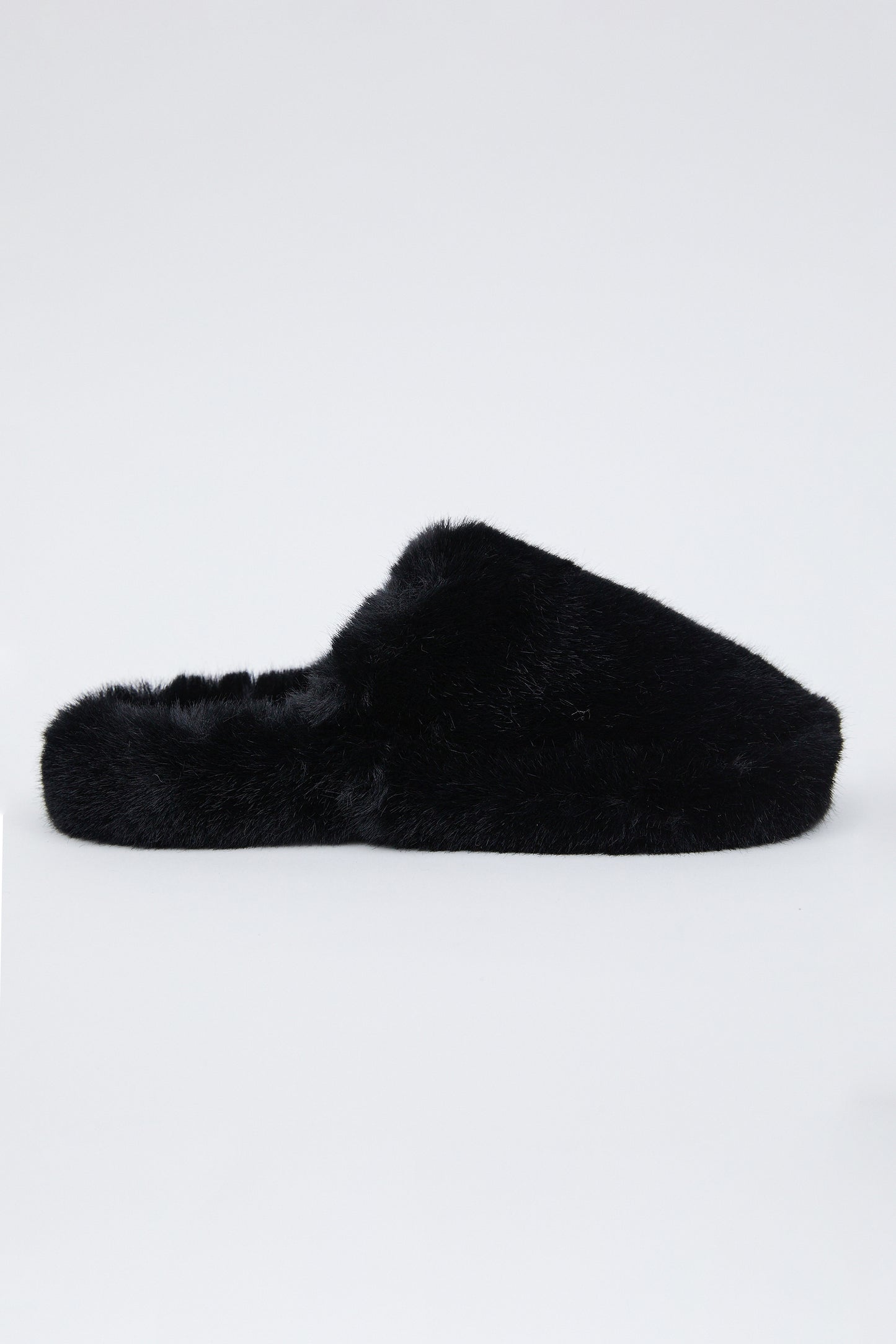 Faux Fur Slippers, Black