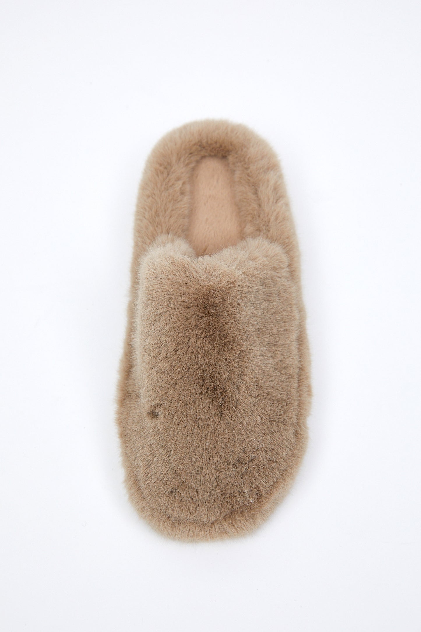 Faux Fur Slippers, Cappuccino