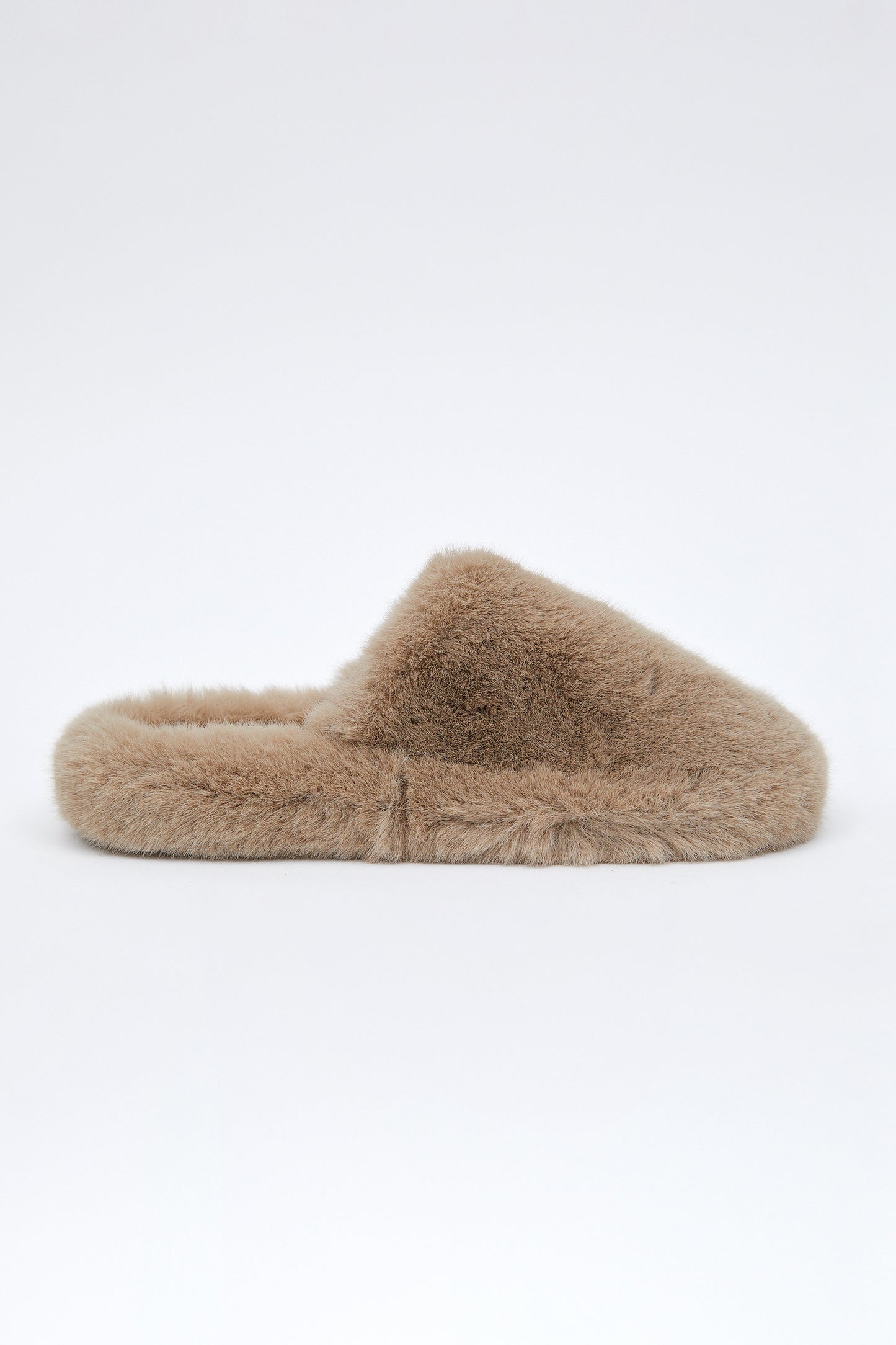 Faux Fur Slippers, Cappuccino