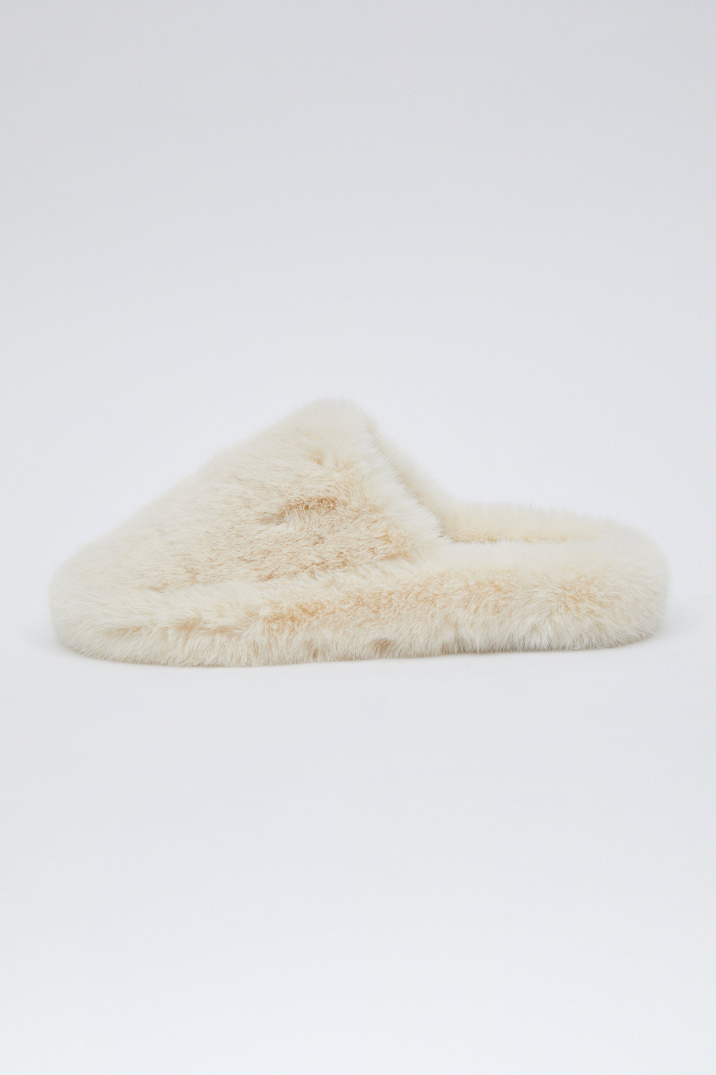 Faux Fur Slippers, Cream Ivory