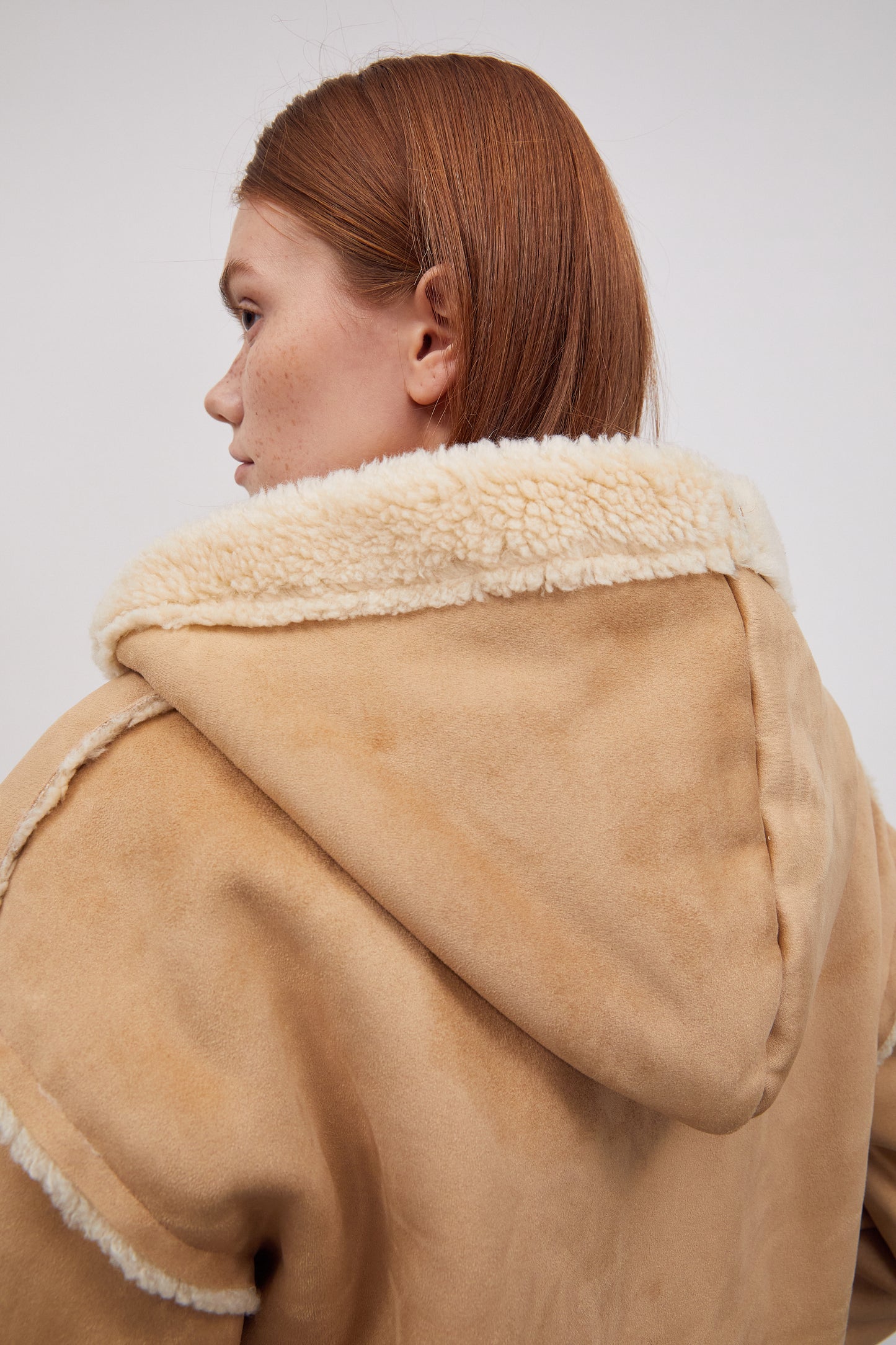 Hoodie Suede Jacket, Caramel