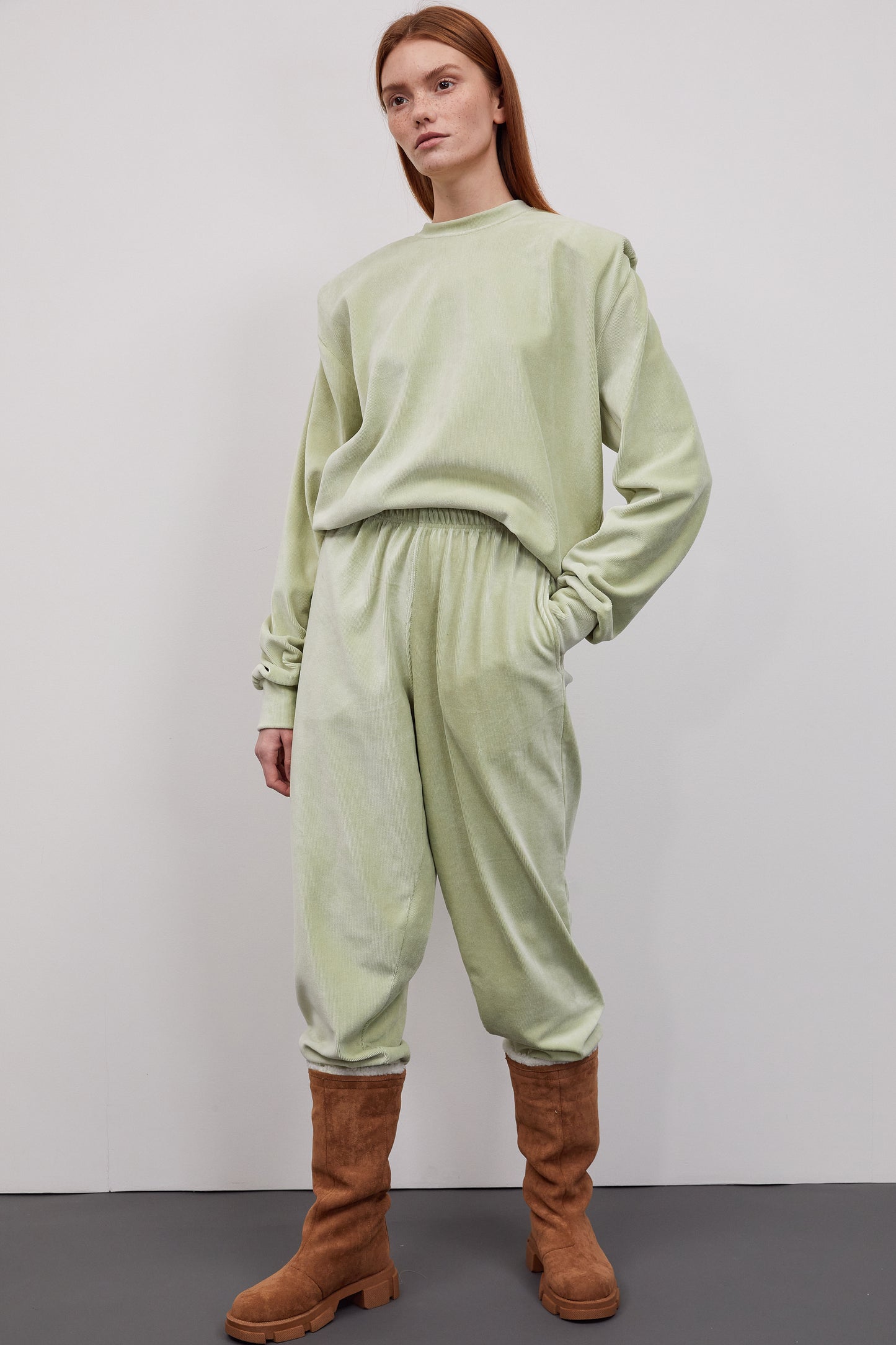 Lux Corduroy Pad Shoulder Sweatshirt, Applemint