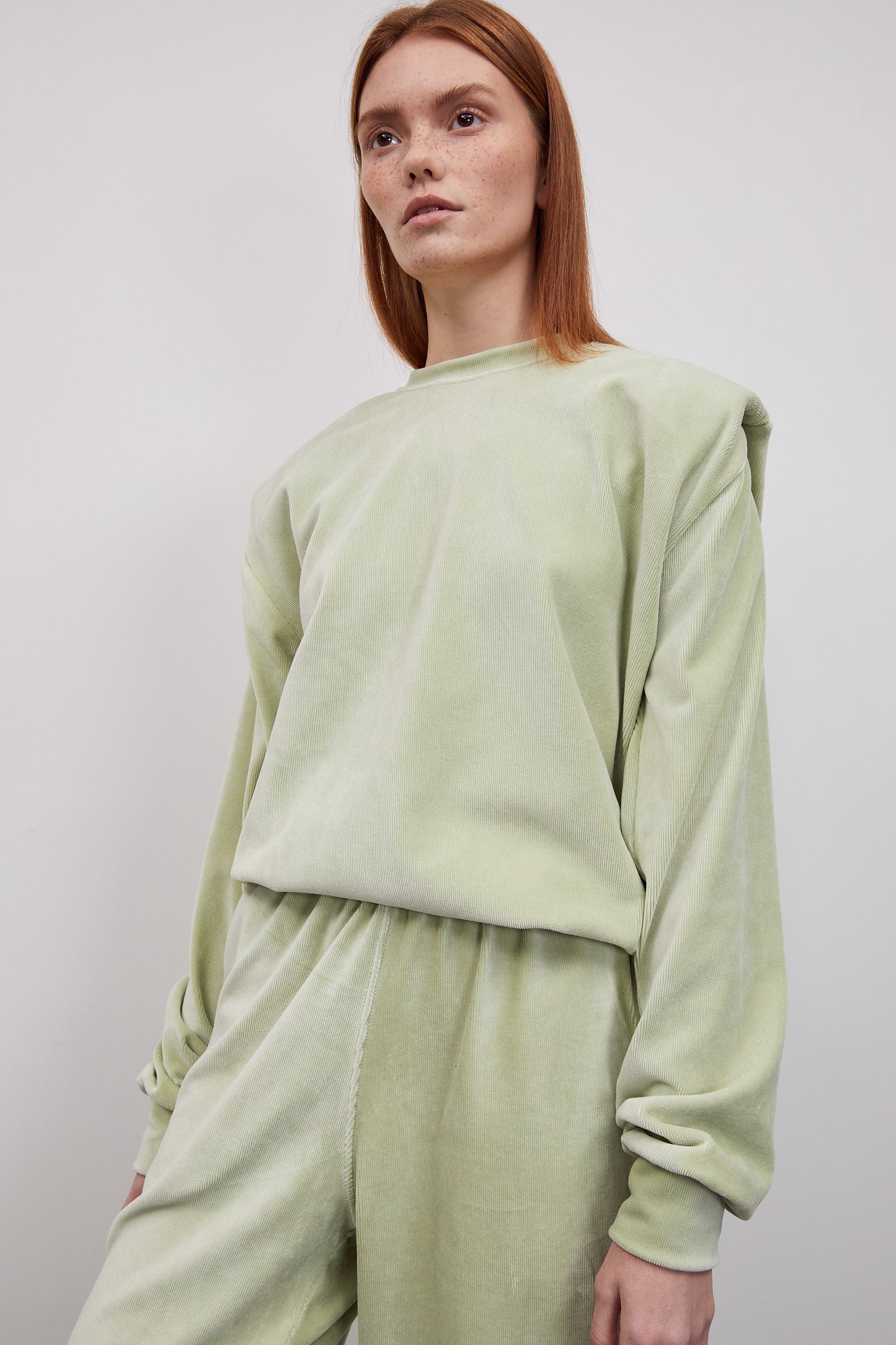 Lux Corduroy Pad Shoulder Sweatshirt, Applemint
