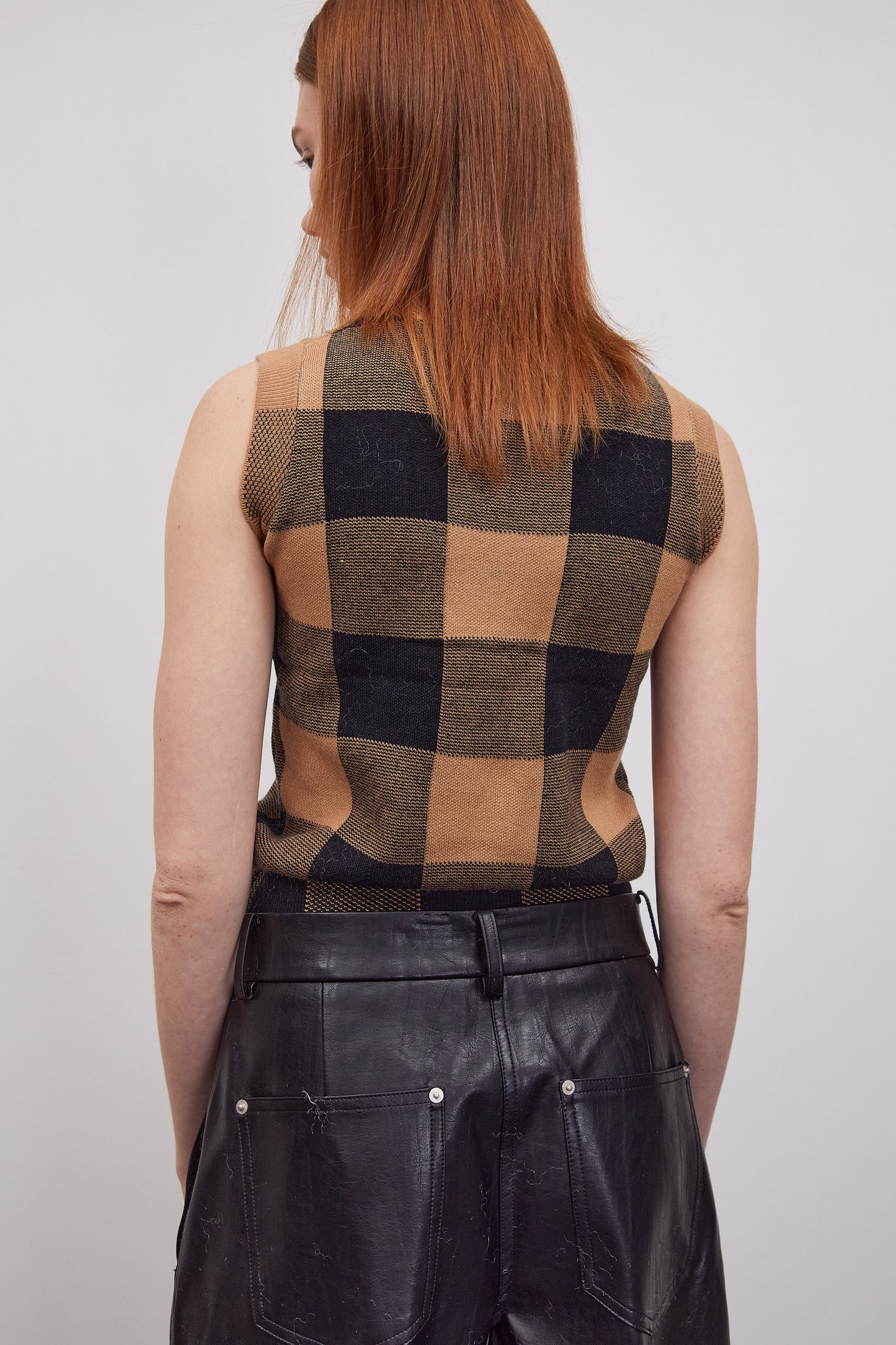 2 Piece Checker Cardigan Set, Toffee
