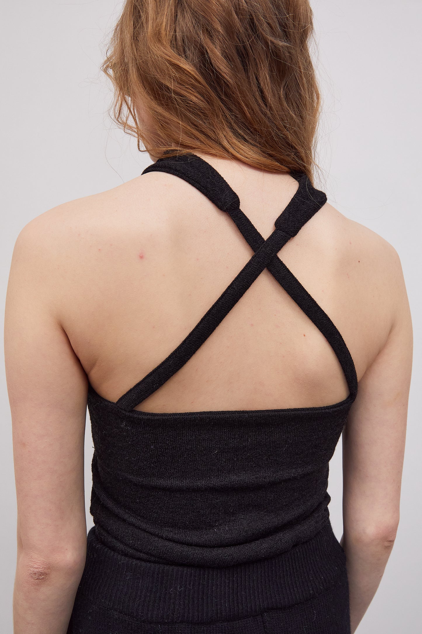 Cutout Halter Knit Top, Black