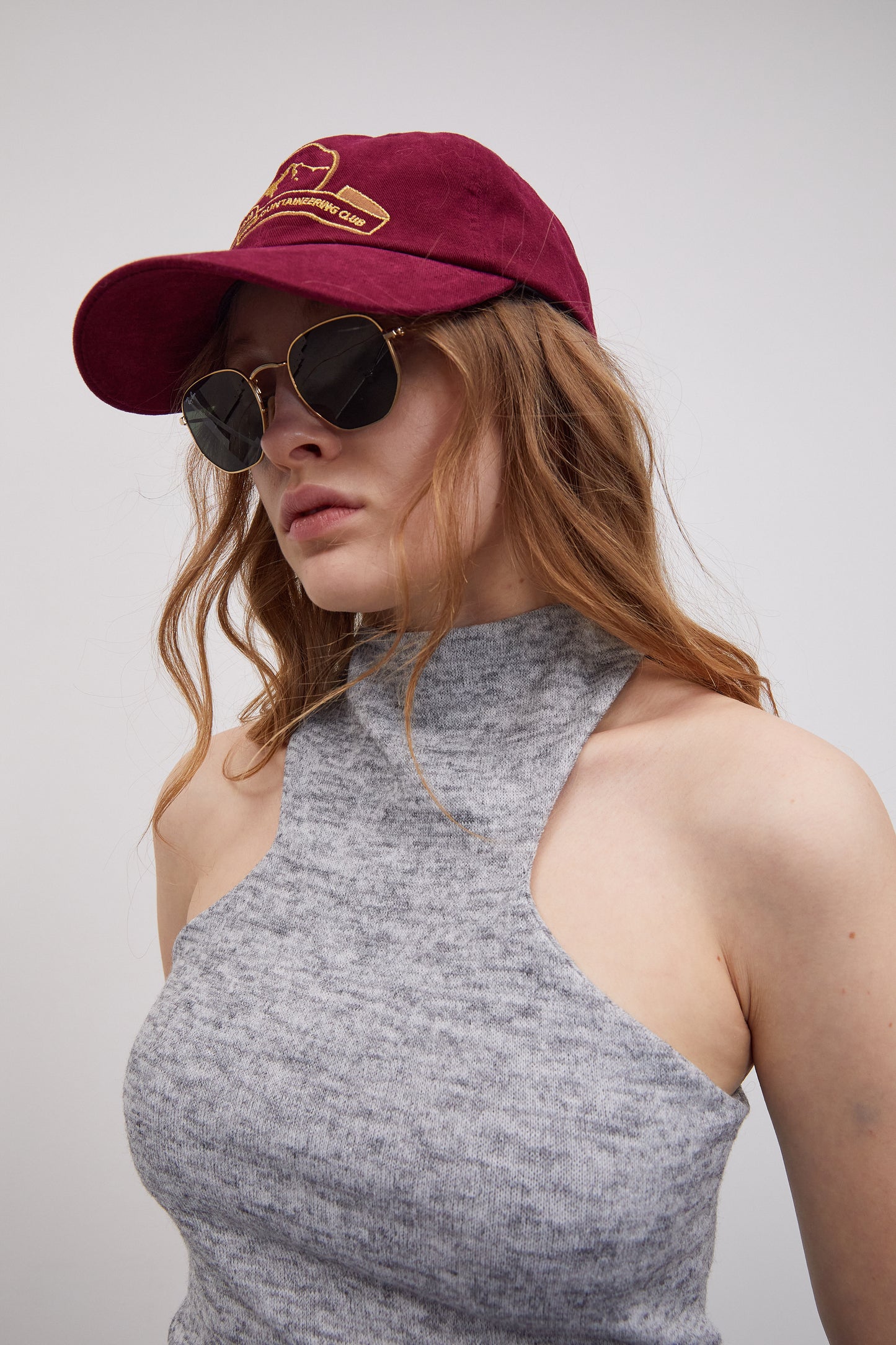 Embroidered Corduroy Cap, Burgundy