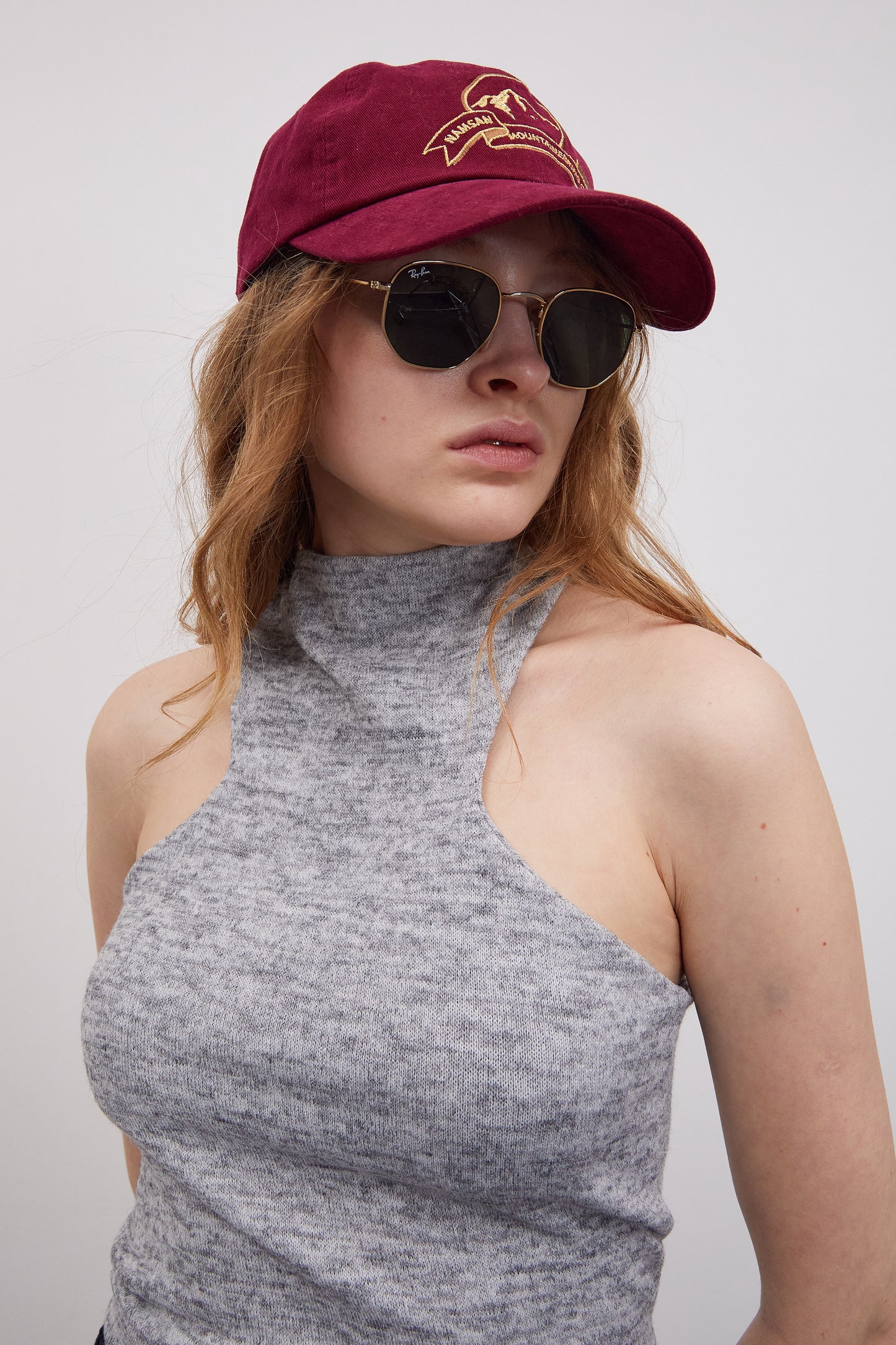 Embroidered Corduroy Cap, Burgundy
