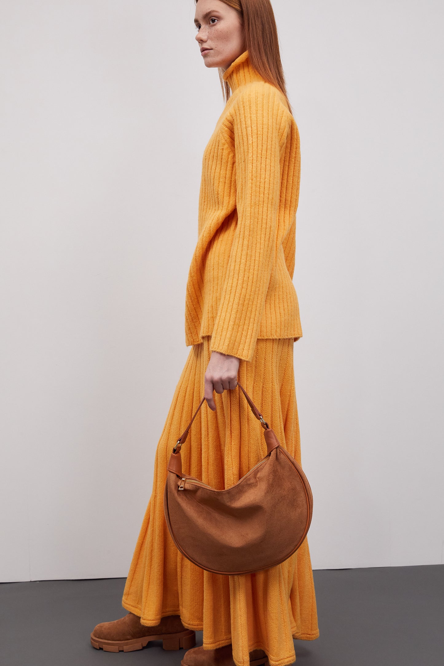 Half Moon Hobo Bag, Tan Beige