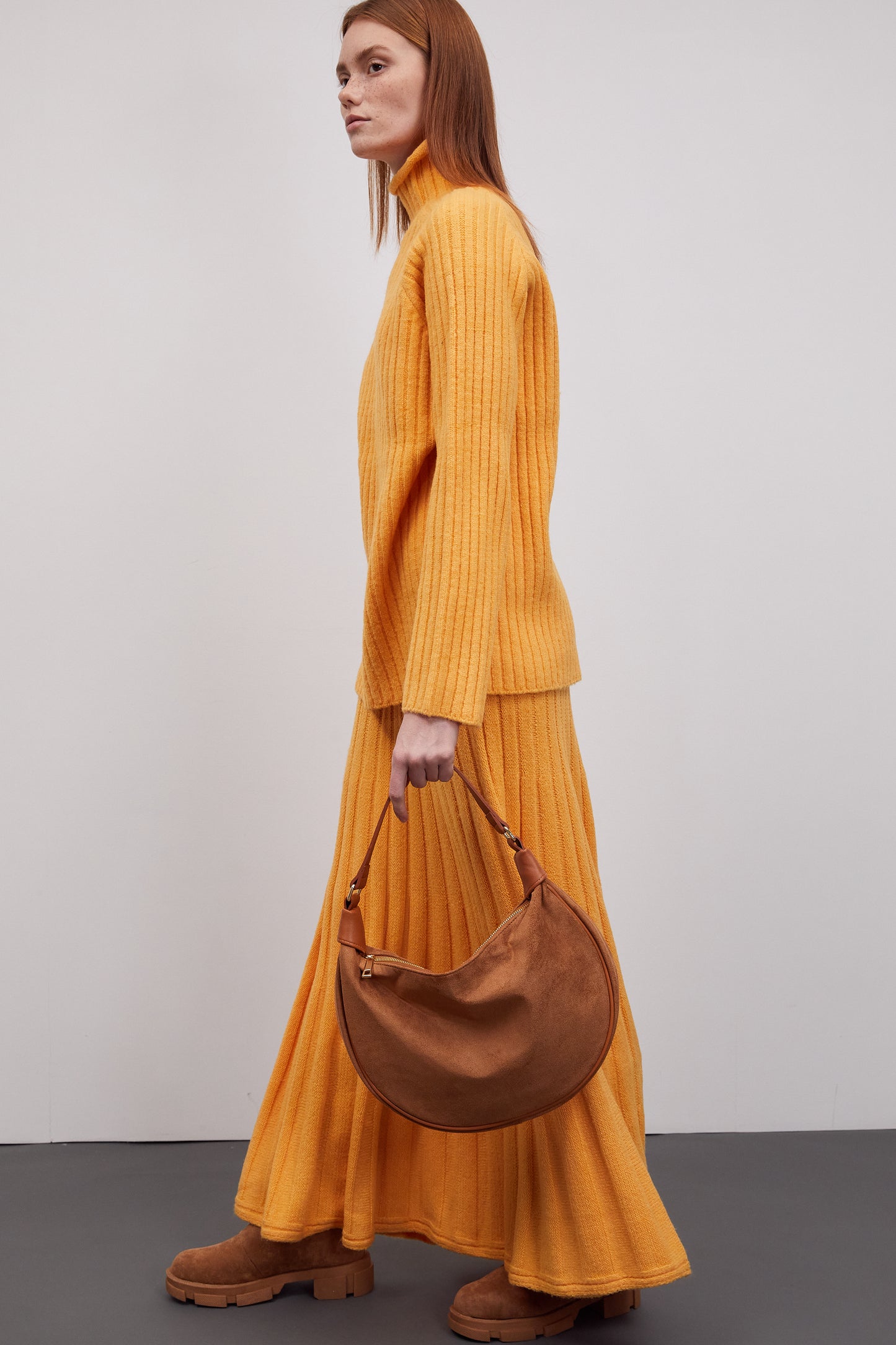 Half Moon Hobo Bag, Tan Beige