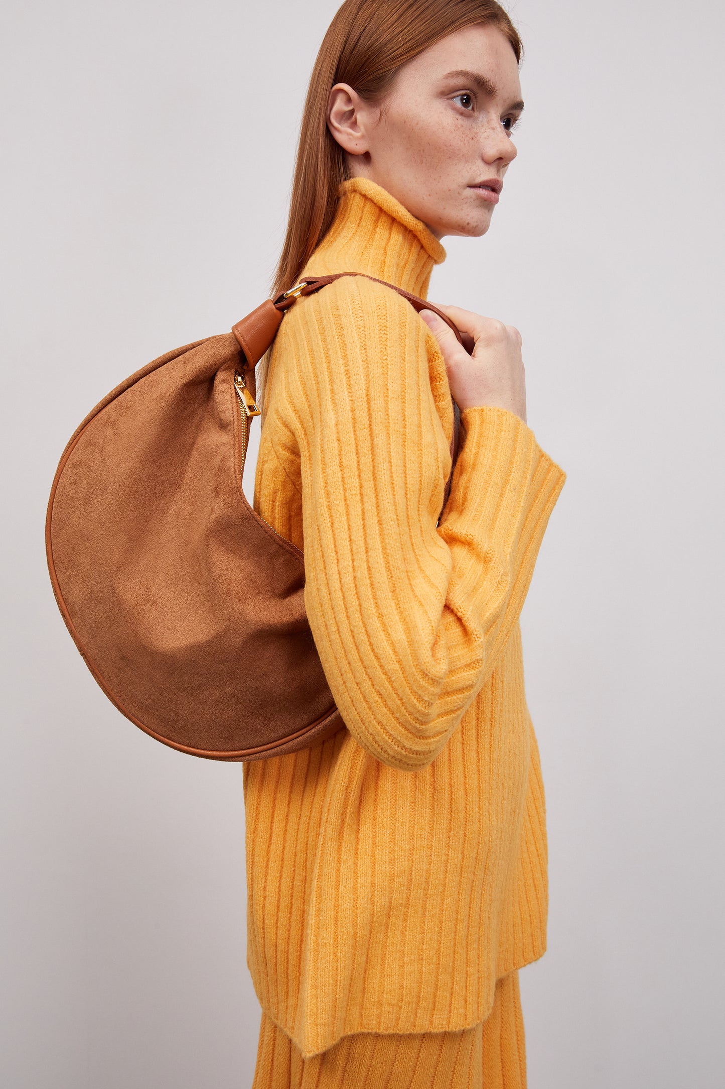 Half Moon Hobo Bag, Tan Beige