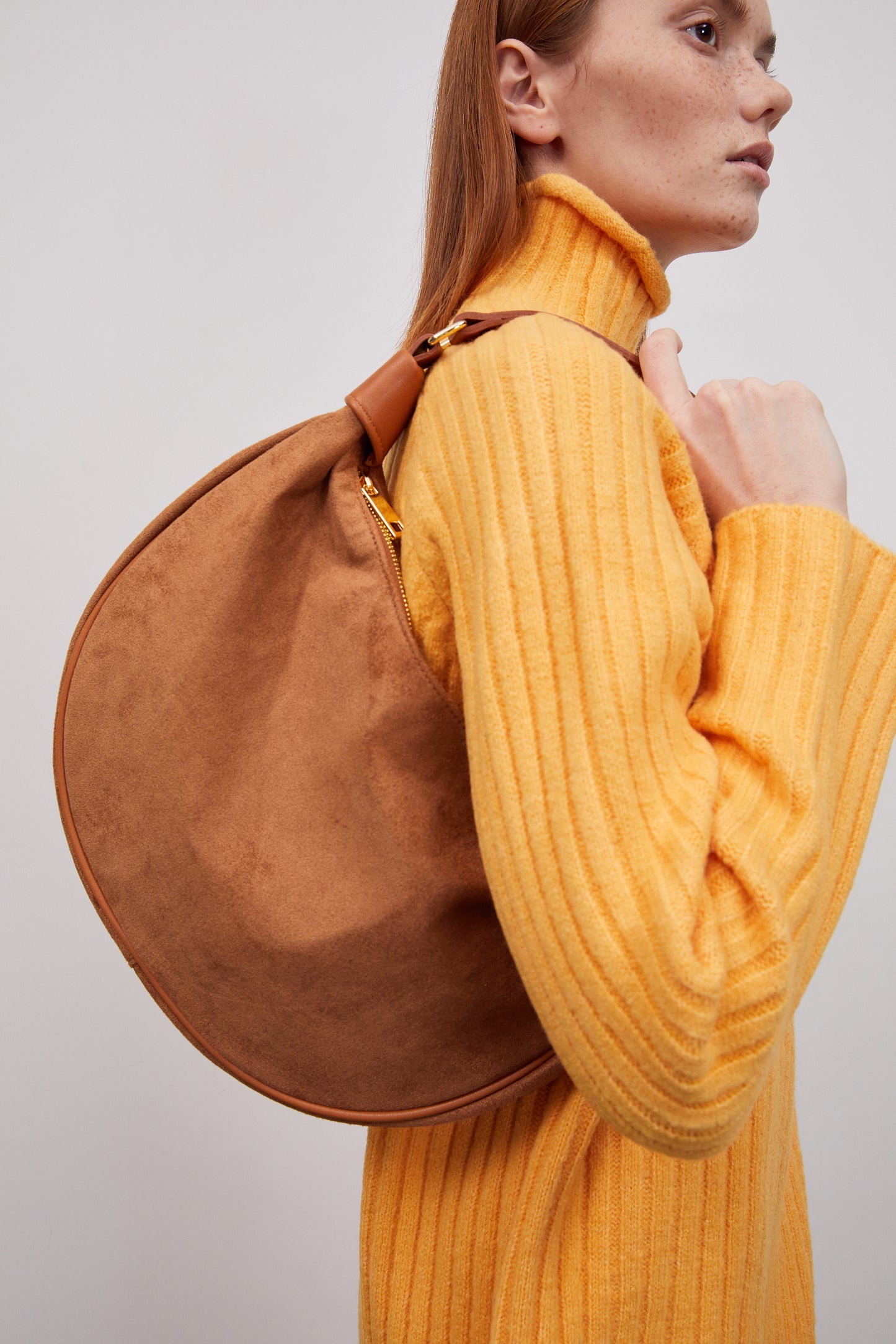 Half Moon Hobo Bag, Tan Beige