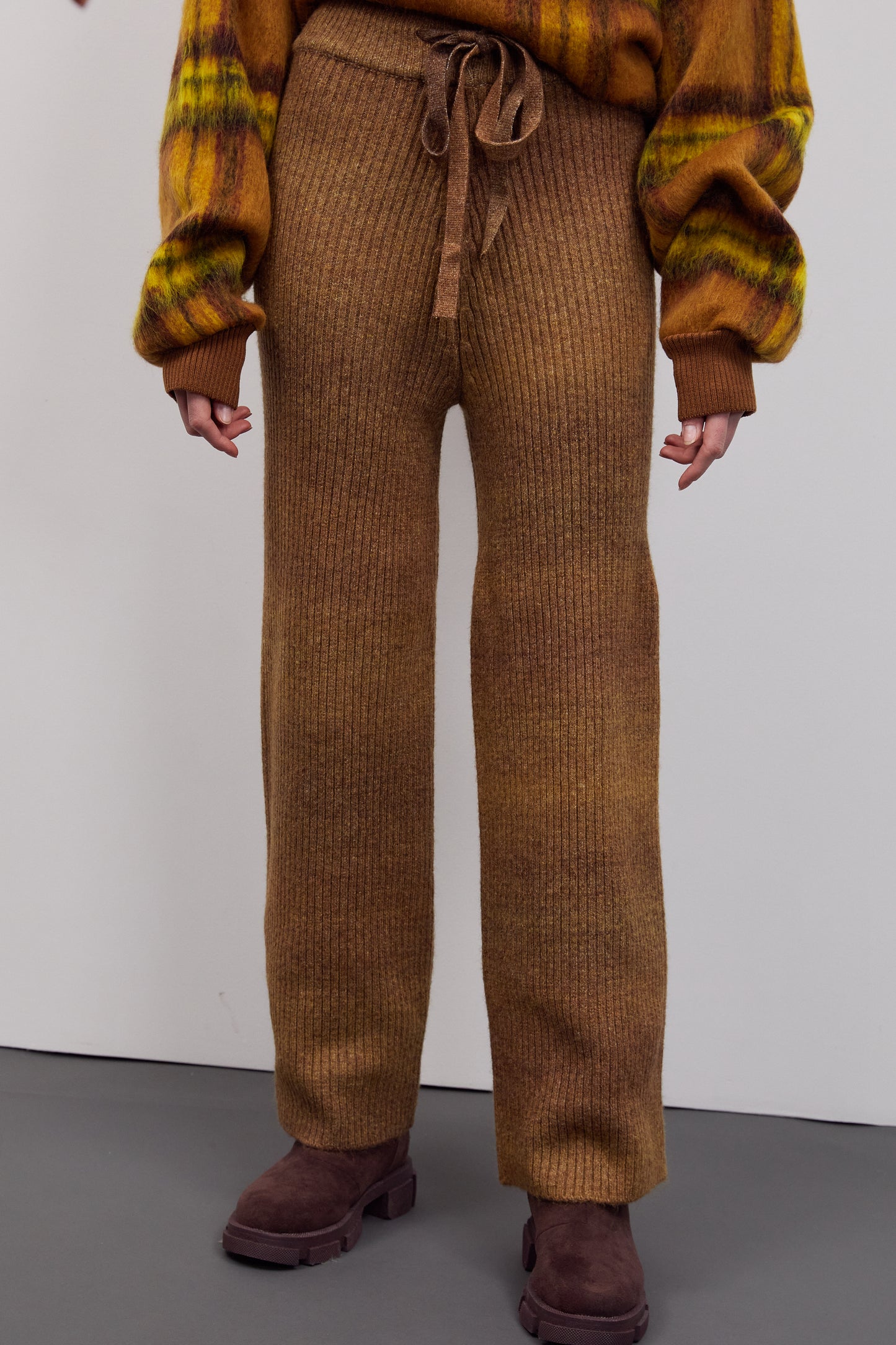 Gradation Rib Knit Lounge Pants, Copper