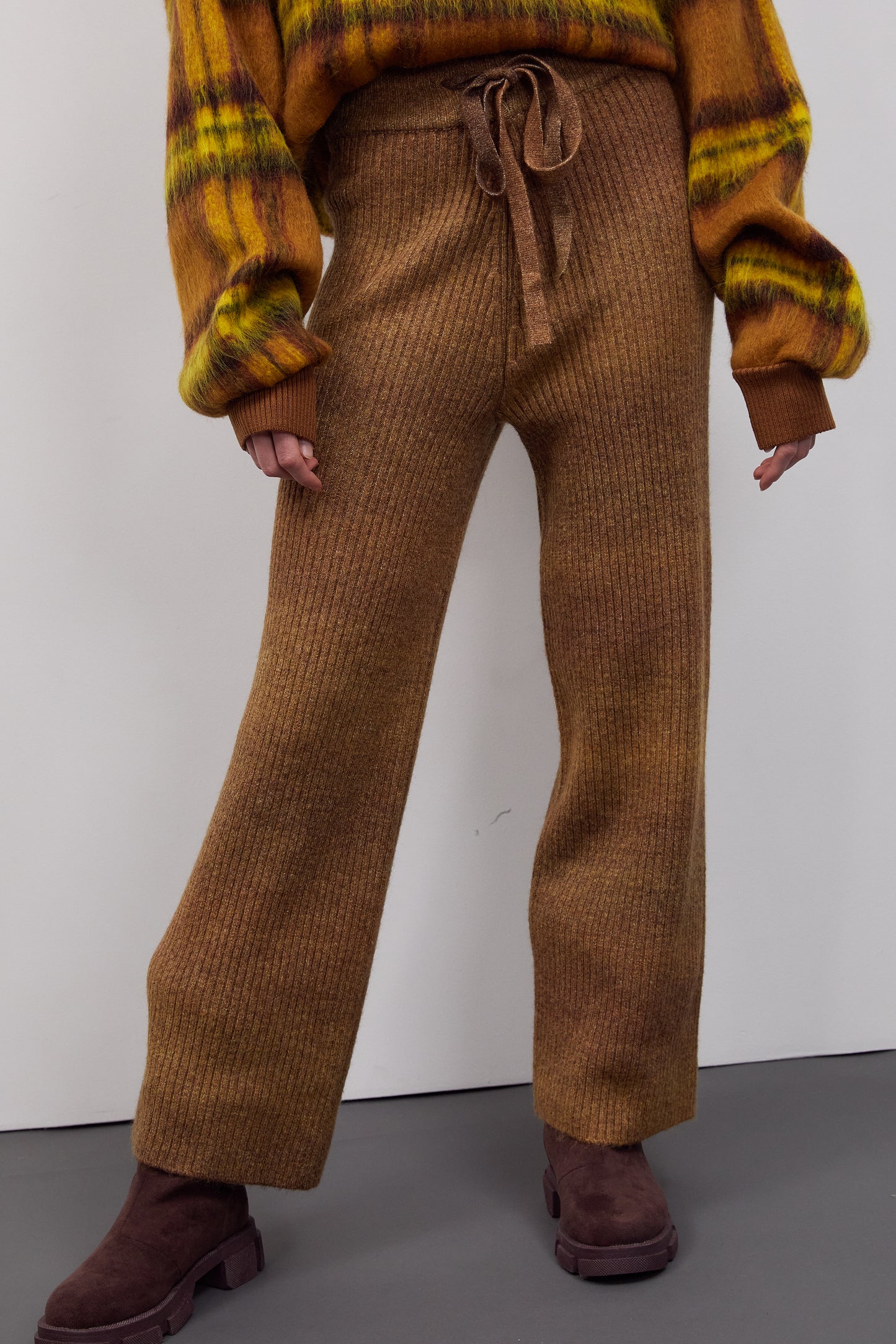 Gradation Rib Knit Lounge Pants, Copper