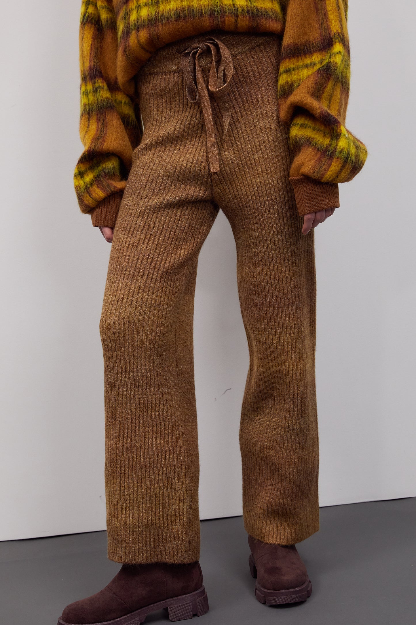 Gradation Rib Knit Lounge Pants, Copper