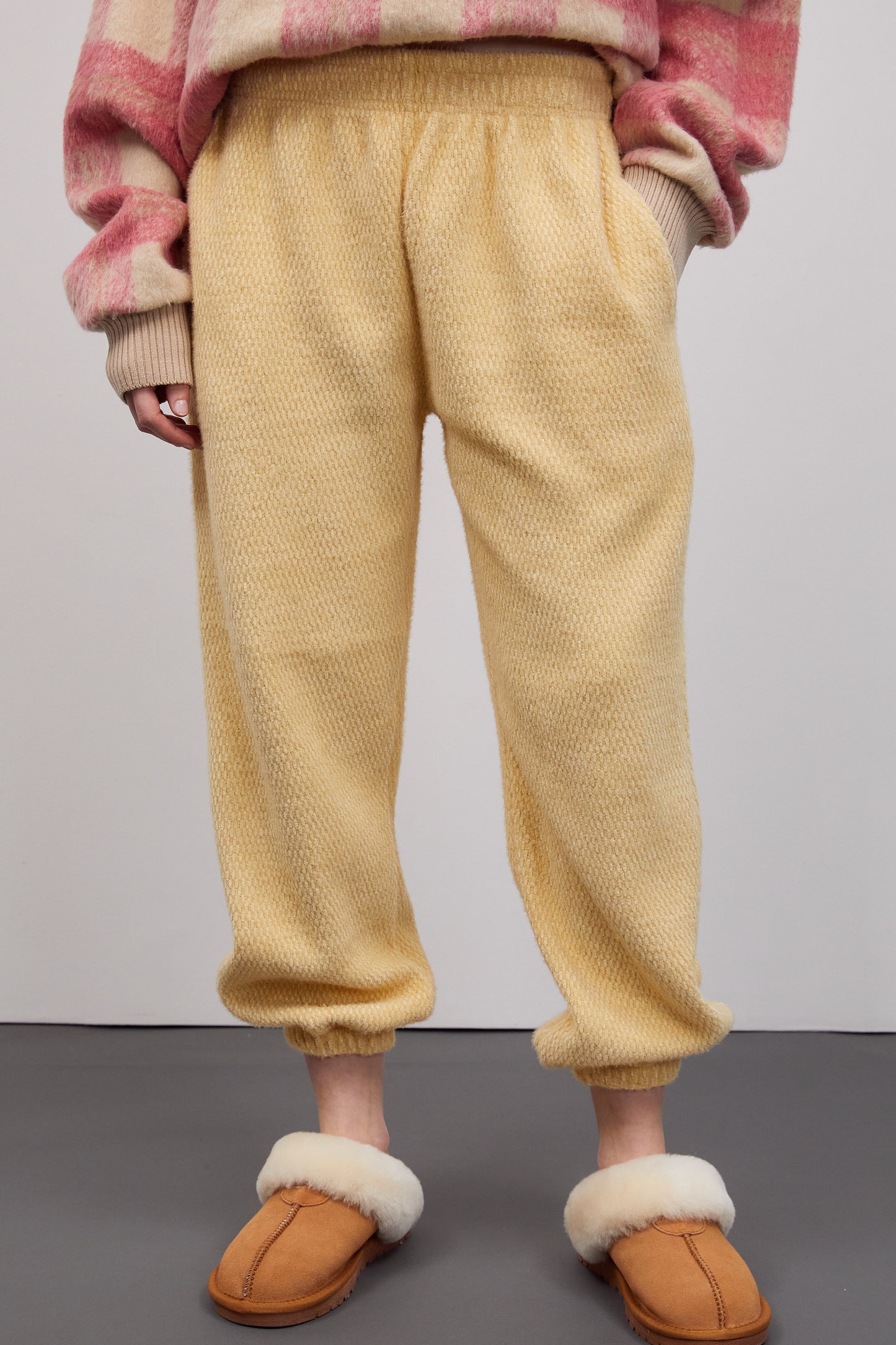Soft Brushed Knit Joggers, Banana