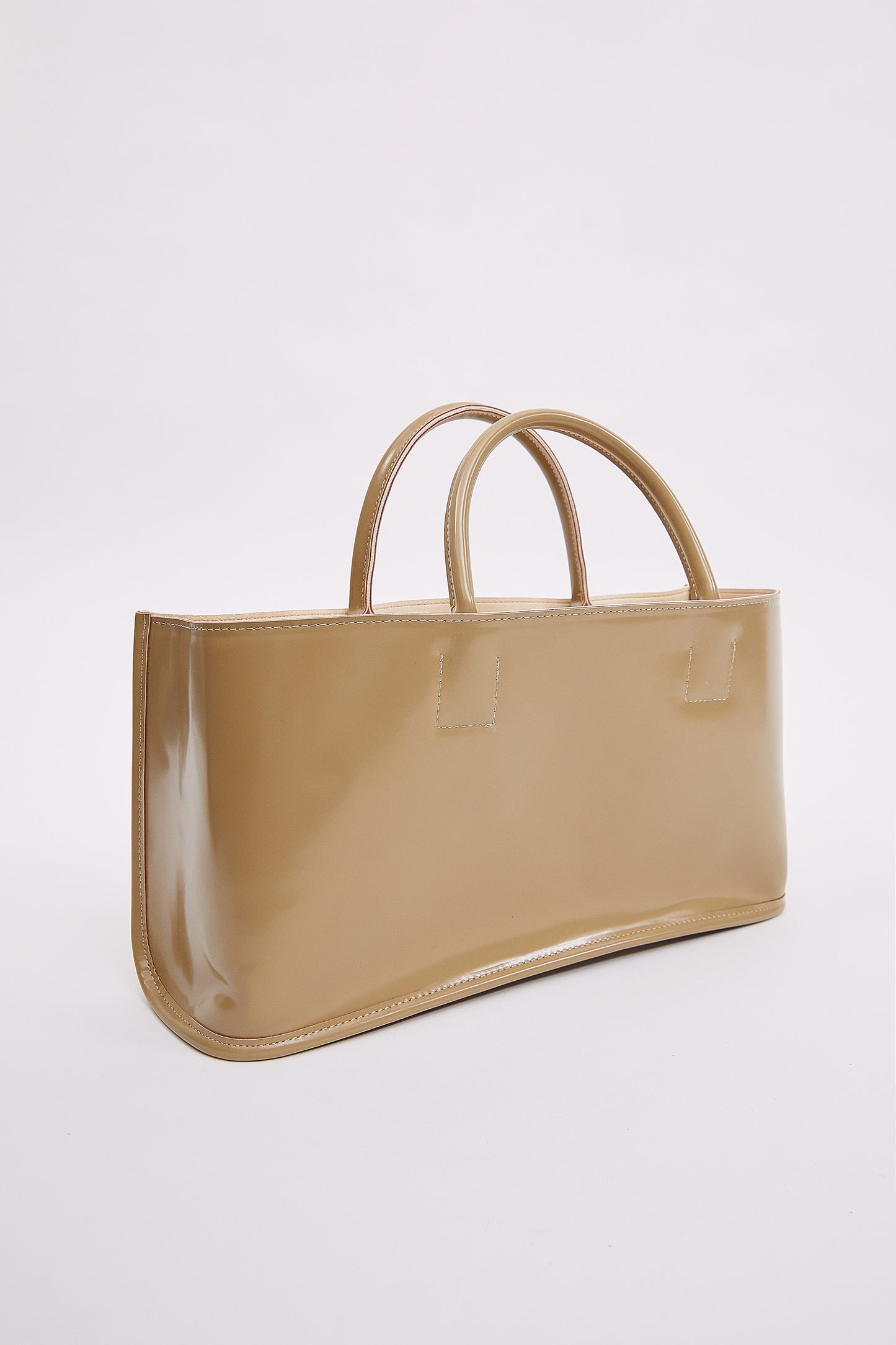 Glossy Patent Rectangular Bag, Olive