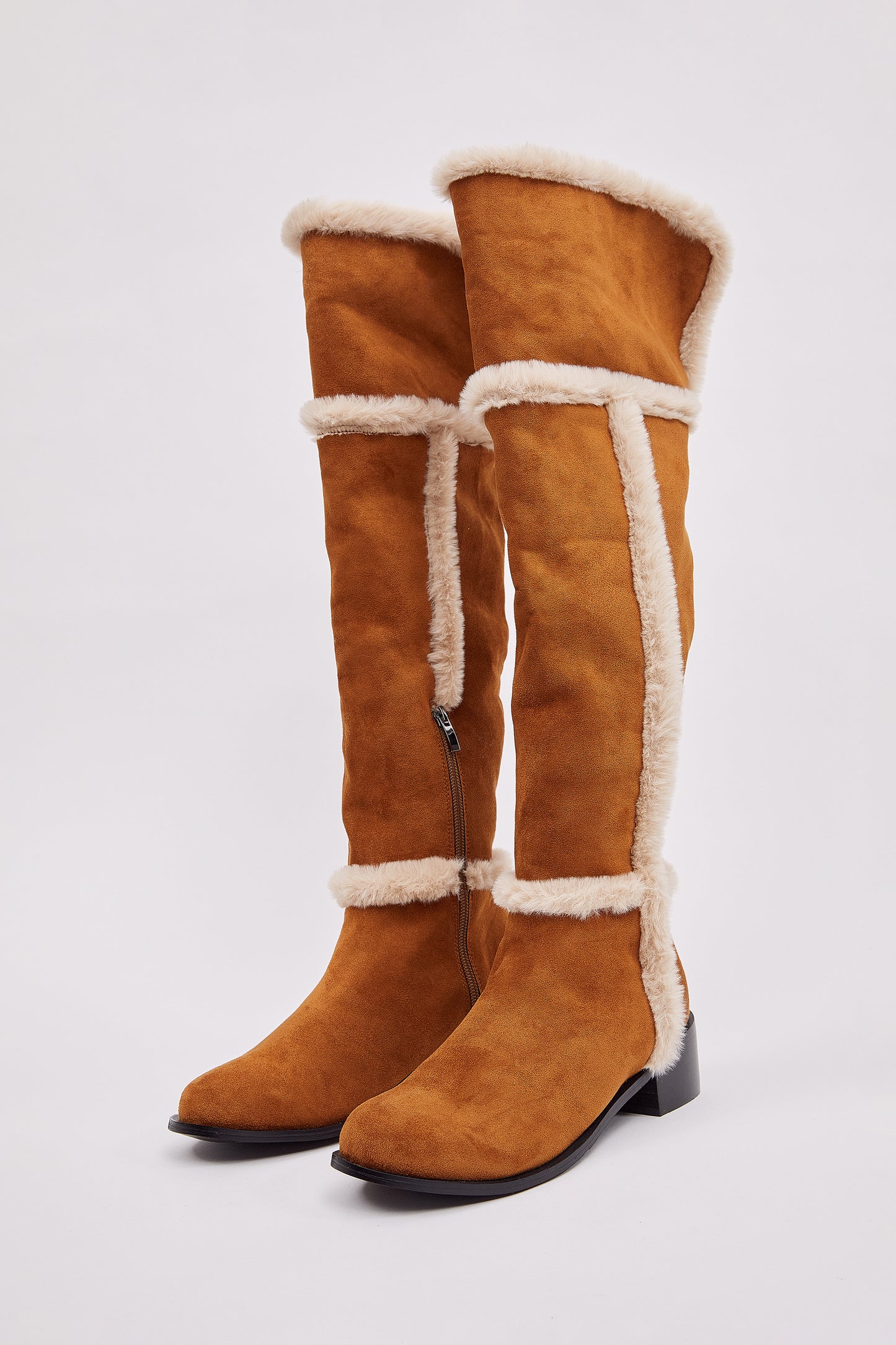 Shearling Knee Boots, Brown