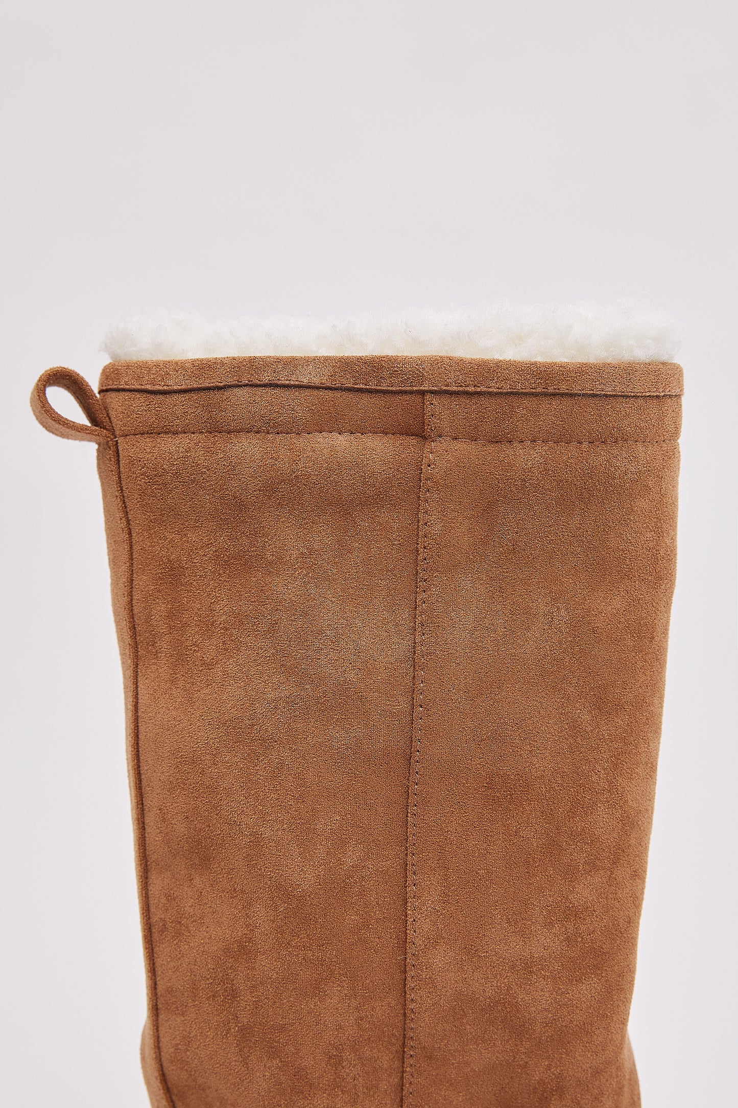 Faux Suede Shearling Platform Boots, Brown