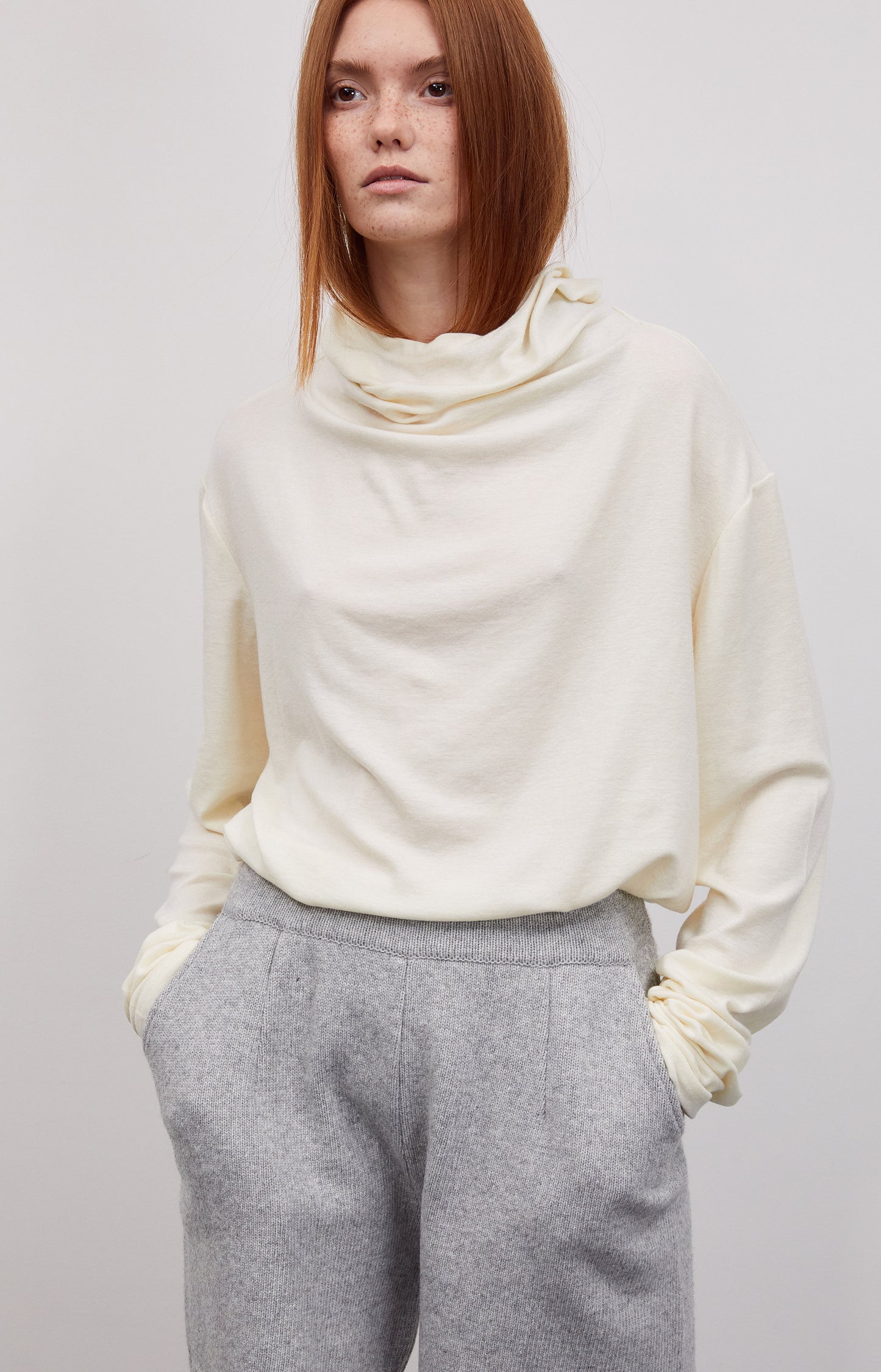 Ultra Soft Tencel Blend Wool Knit, Ecru