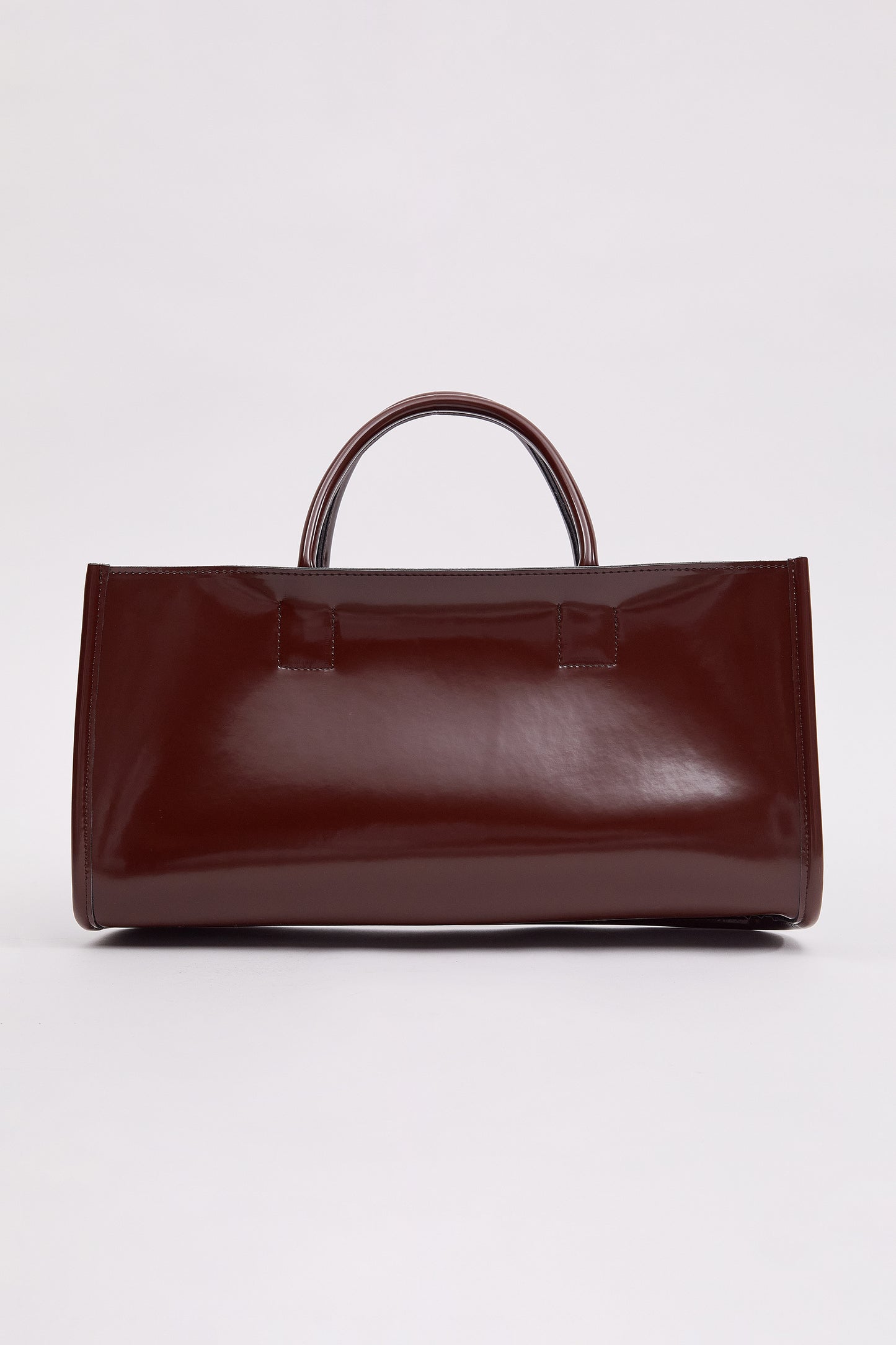 Glossy Patent Rectangular Bag, Dark Wine