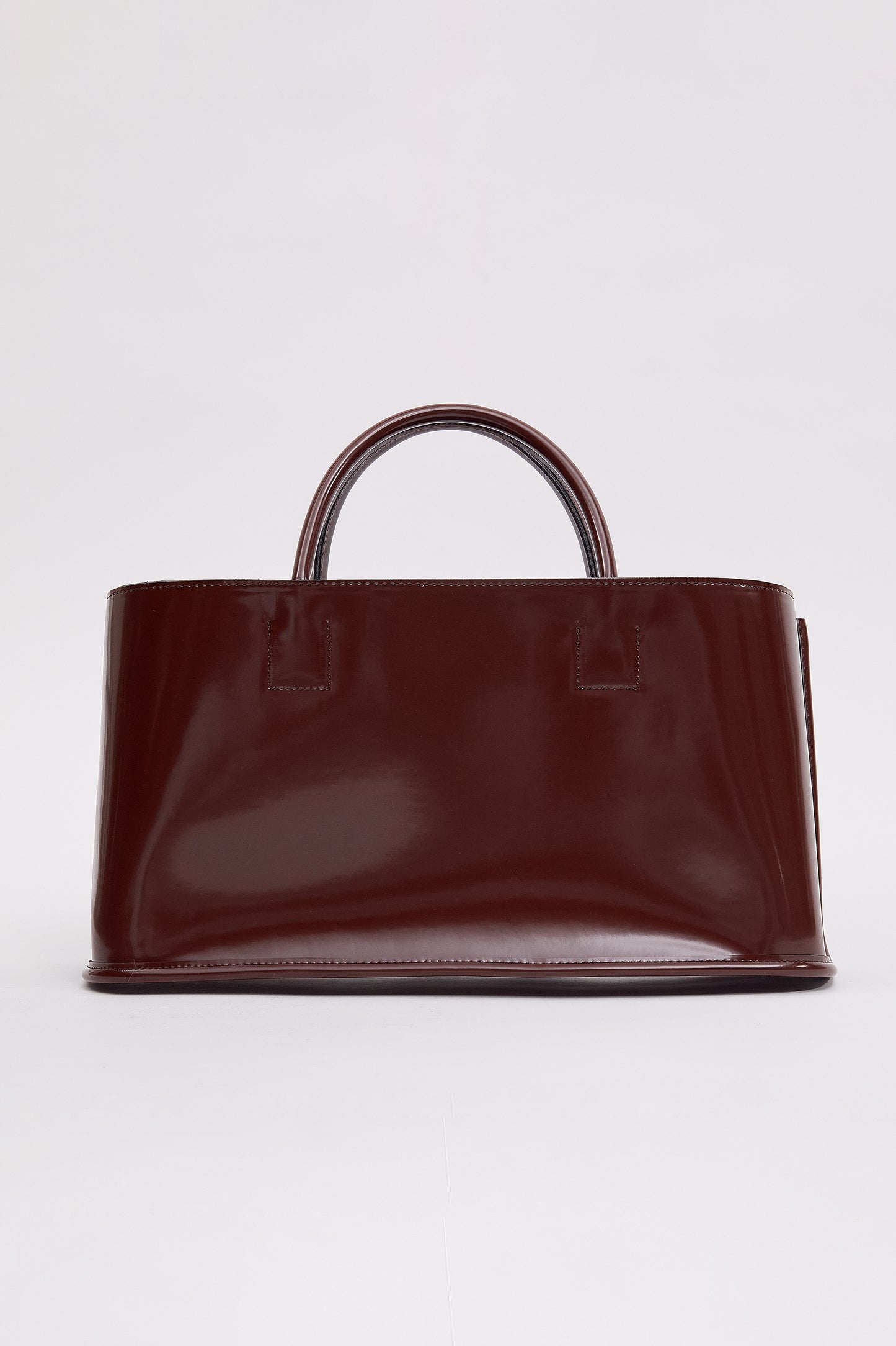 Glossy Patent Rectangular Bag, Dark Wine