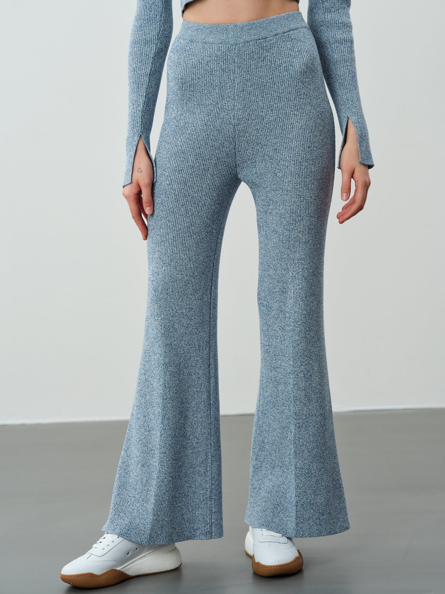 Flare Knitted Pants, Dusty Blue