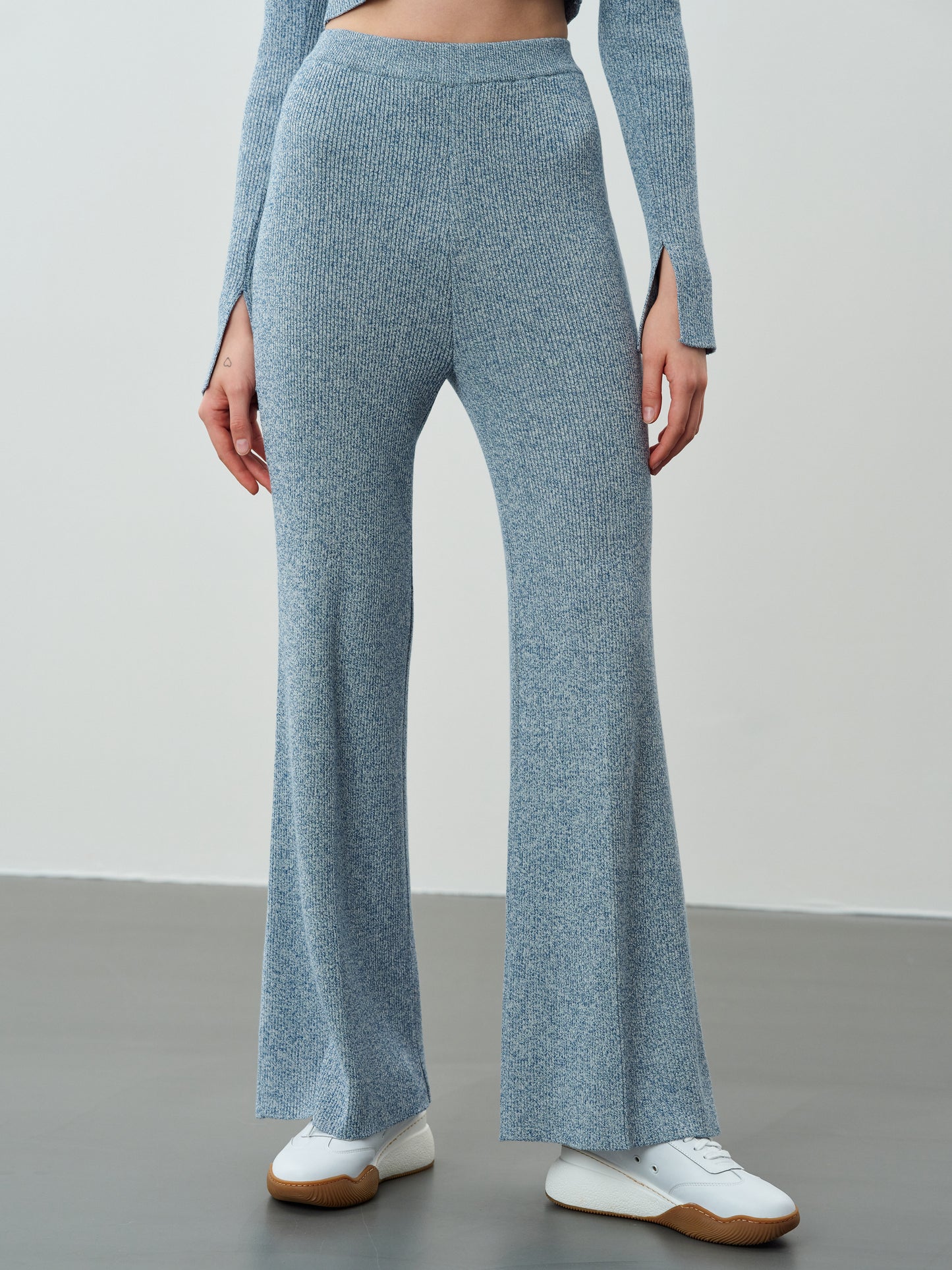 Flare Knitted Pants, Dusty Blue