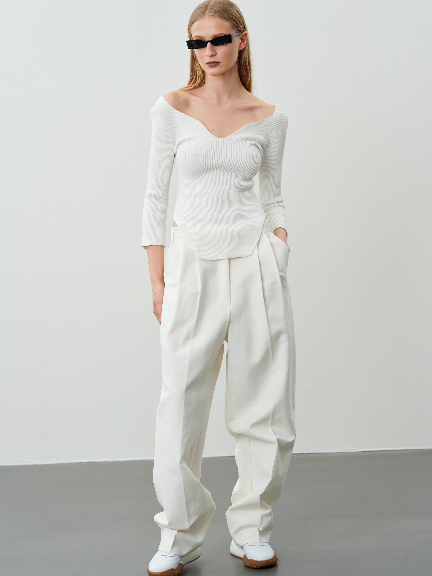 Boyfriend Tapered Trousers, Ivory