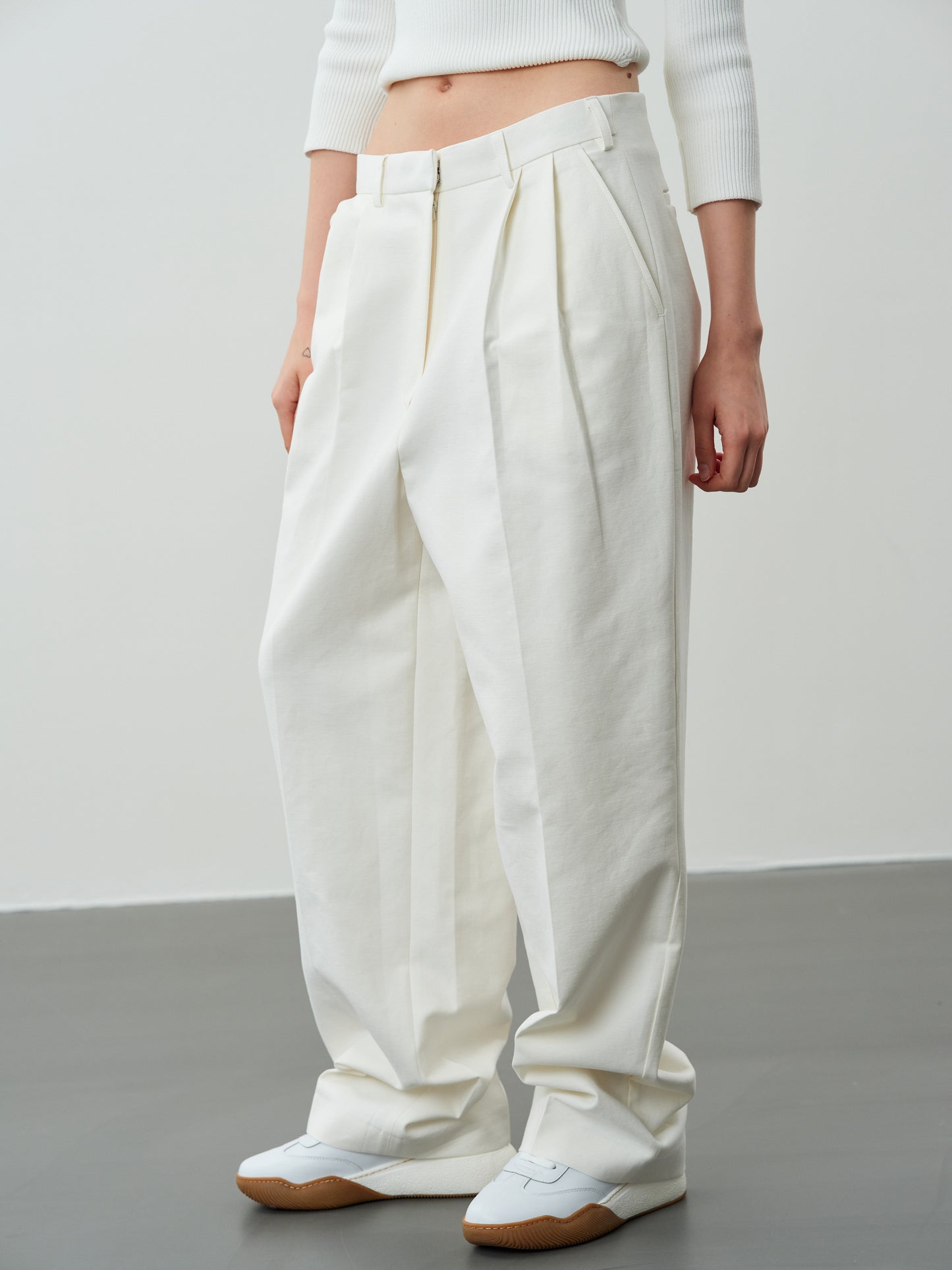 Boyfriend Tapered Trousers, Ivory