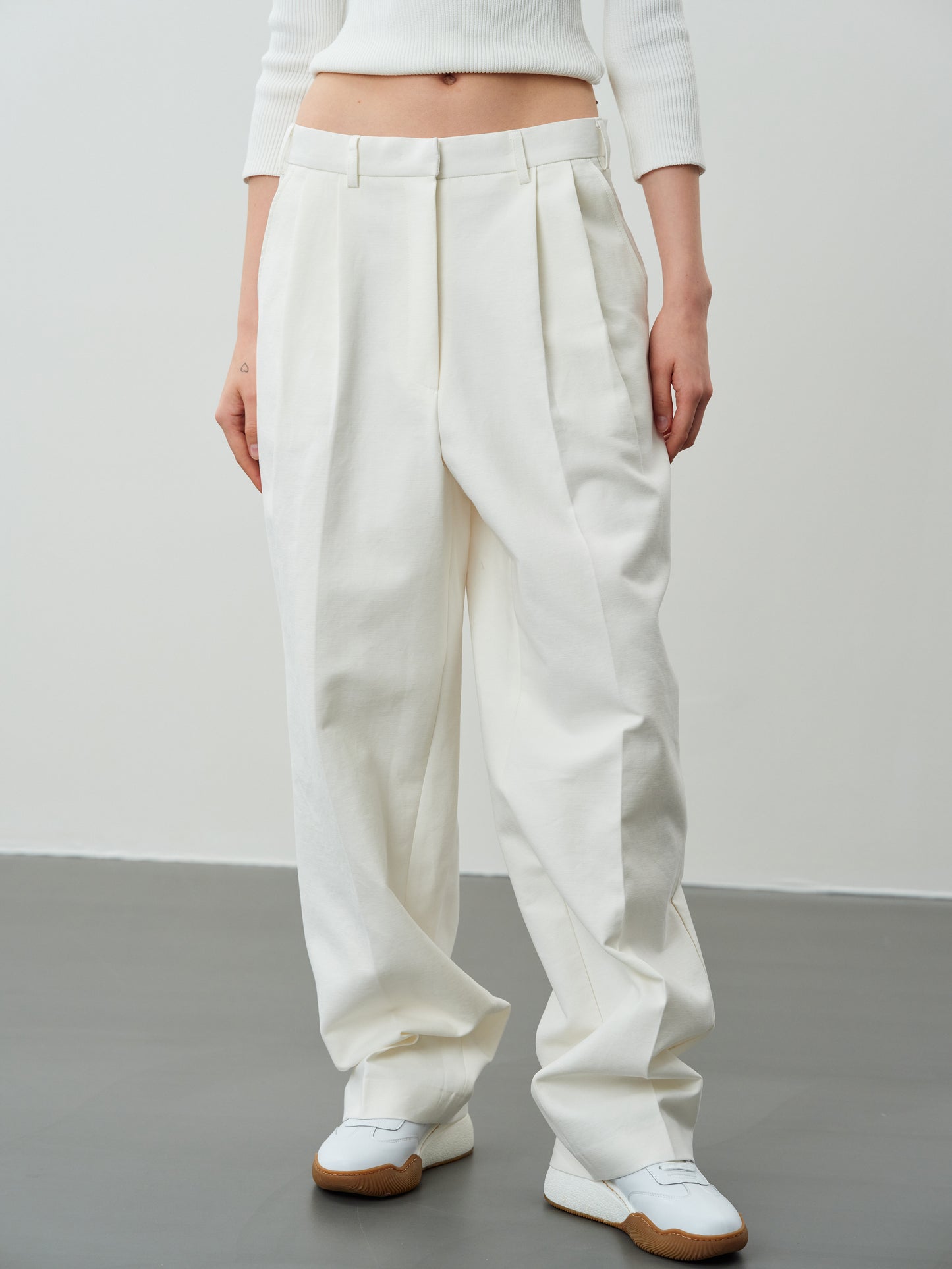 Boyfriend Tapered Trousers, Ivory
