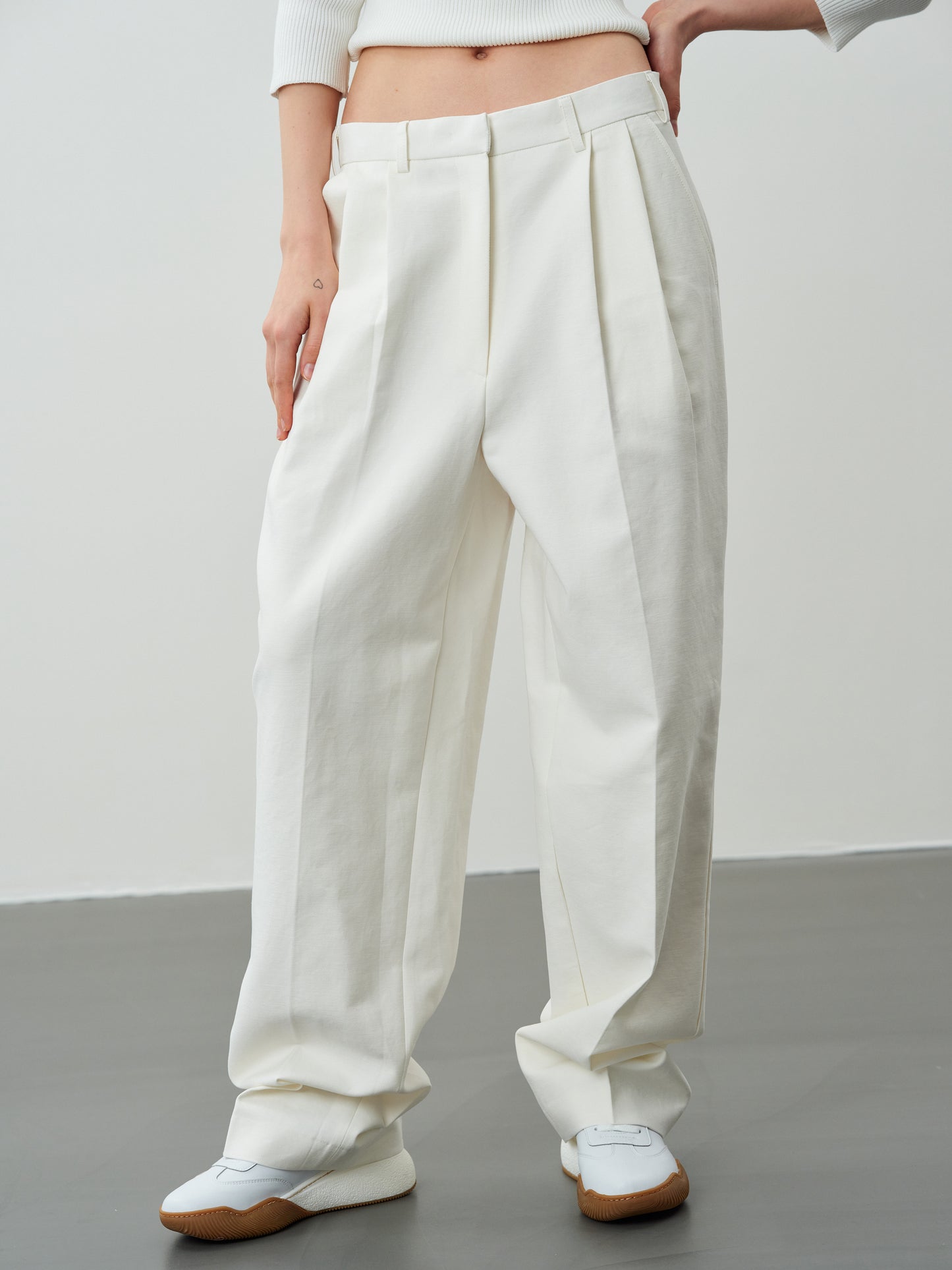 Boyfriend Tapered Trousers, Ivory