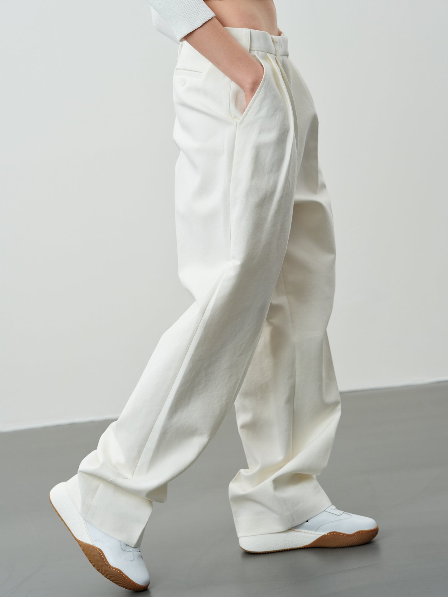 Boyfriend Tapered Trousers, Ivory