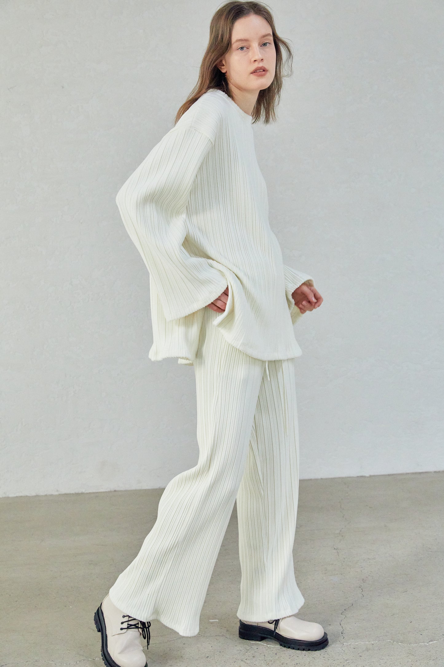 Oversized Comfy Pleat Lounge Top, Eggnog
