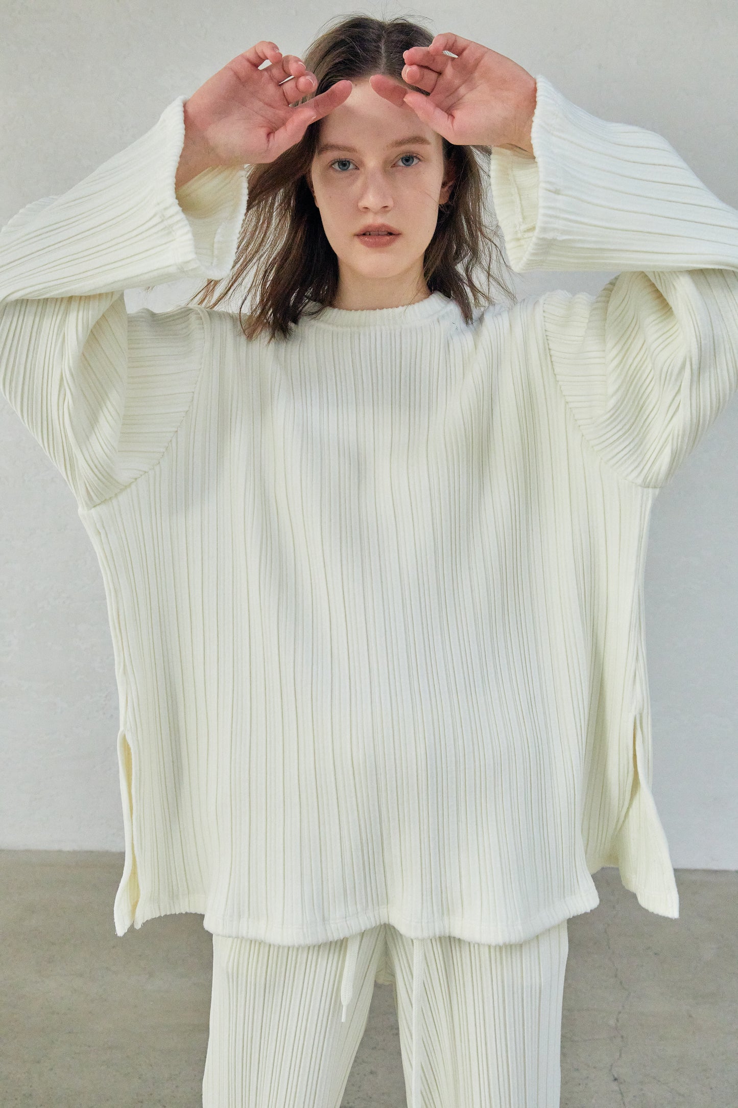 Oversized Comfy Pleat Lounge Top, Eggnog