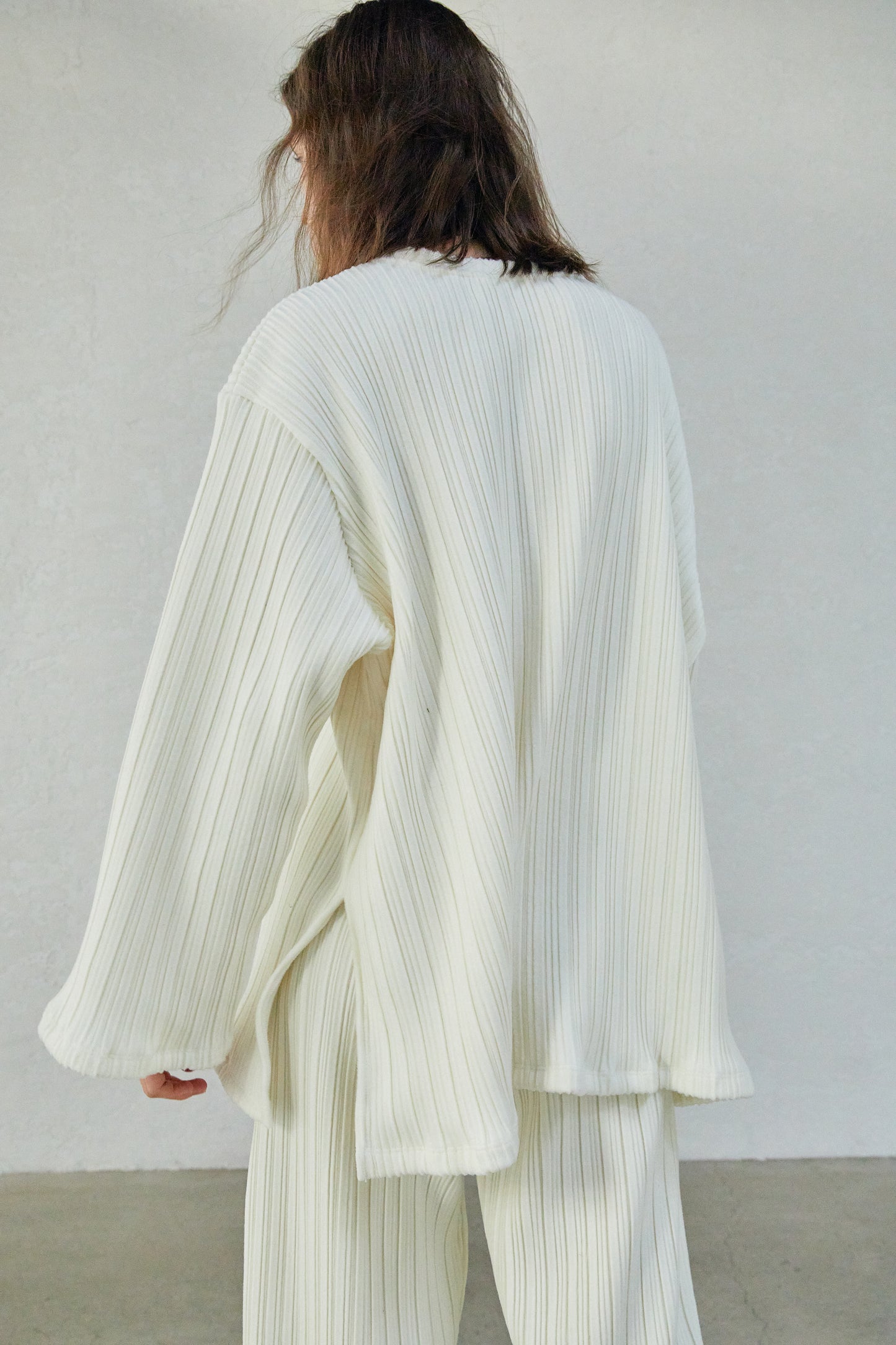 Oversized Comfy Pleat Lounge Top, Eggnog