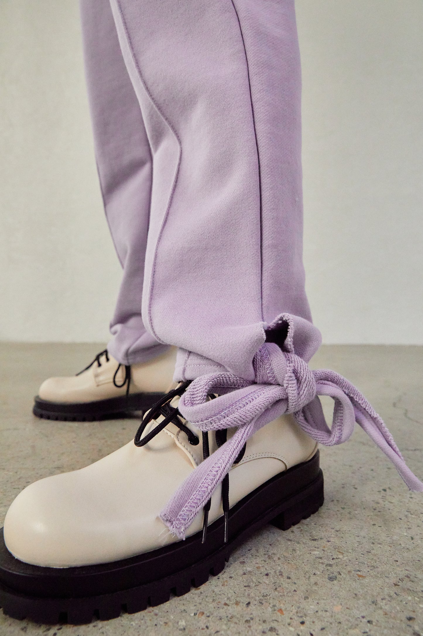 Ankle Tie Jogger Waist Pants, Lilac
